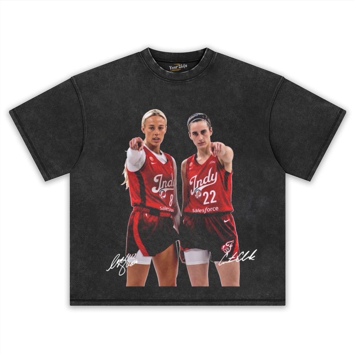 SOPHIE CUNNINGHAM & CAITLIN CLARK SIGNAUTE - FEVER BASKETBALL 2026 TANK TOP & TEE & LONG SLEEVE & LAYERED LS & HOODIE