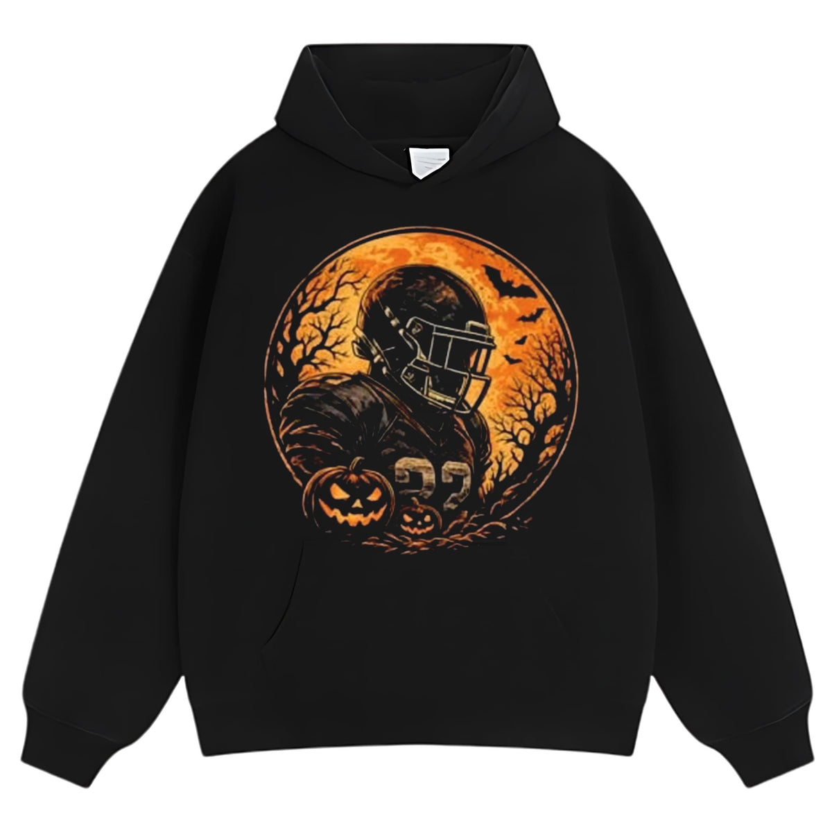 SPOOKY FULL MOON FOOTBALL PUMPKIN HALLOWEEN TANK TOP & TEE & LONG SLEEVE & LAYERED LS & HOODIE