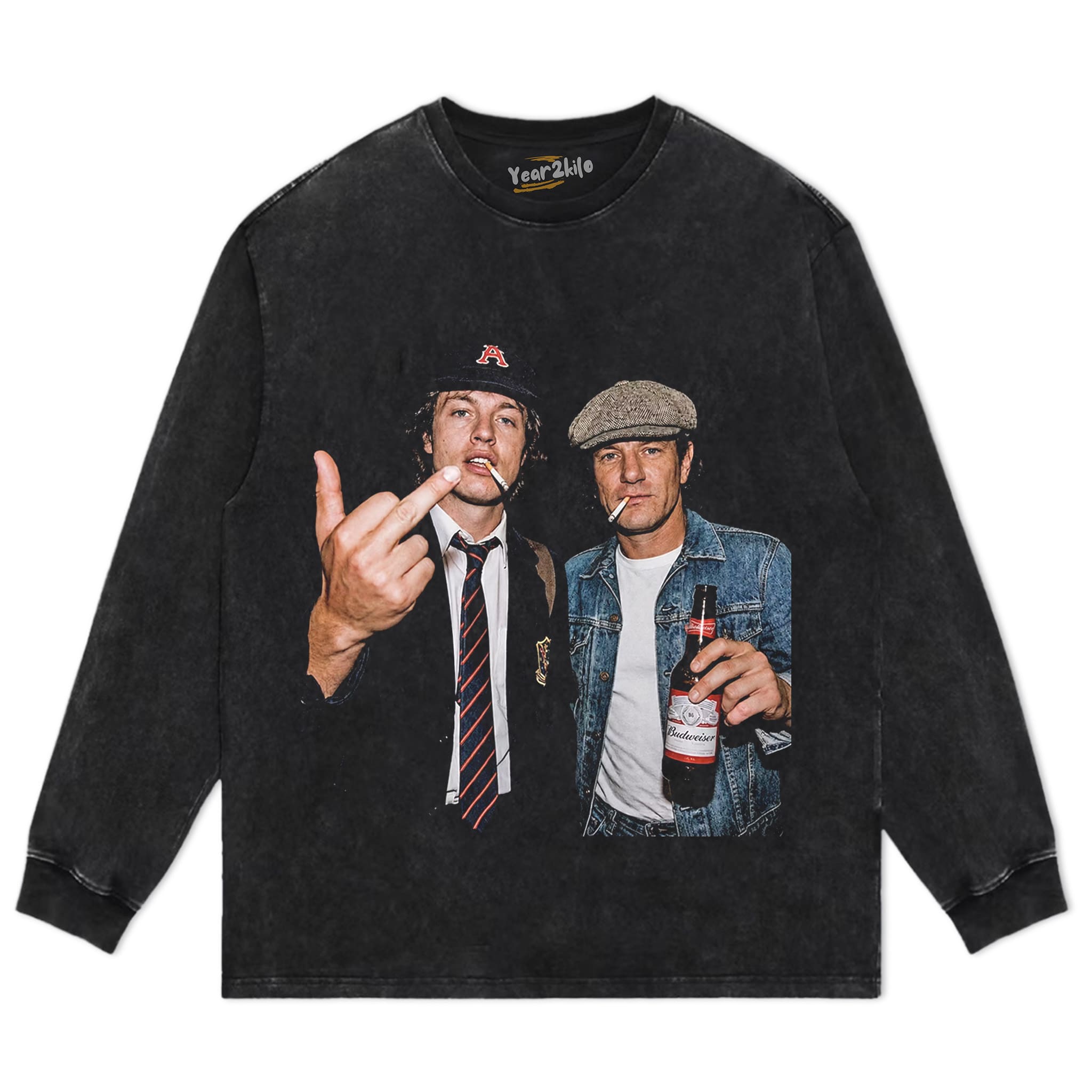 VINTAGE ANGUS YOUNG & BRIAN JOHNSON TANK TOP & TEE & LONG SLEEVE & LAYERED LS & HOODIE