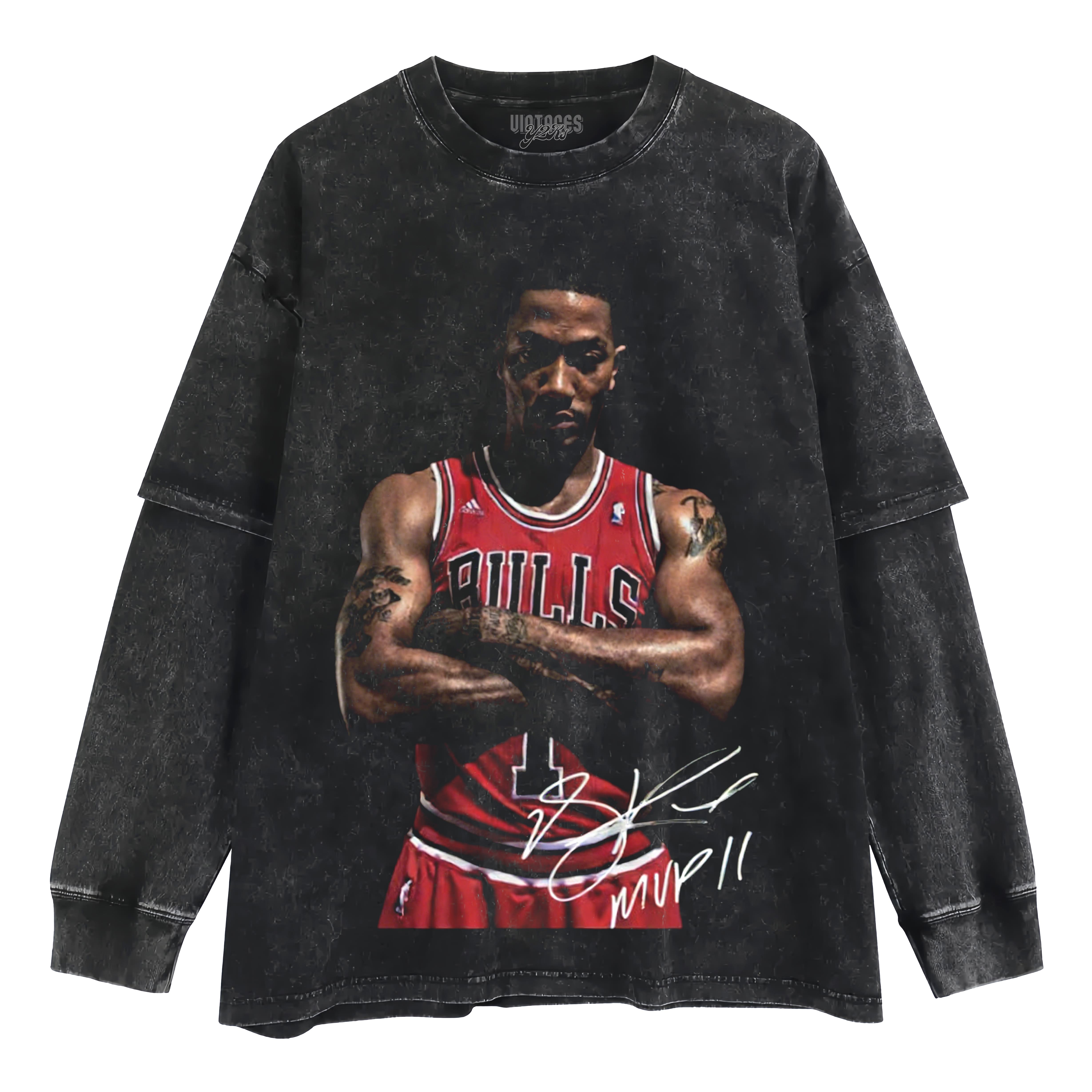 VINTAGE DERRICK ROSE CHICAGO LAYERED LONG SLEEVE