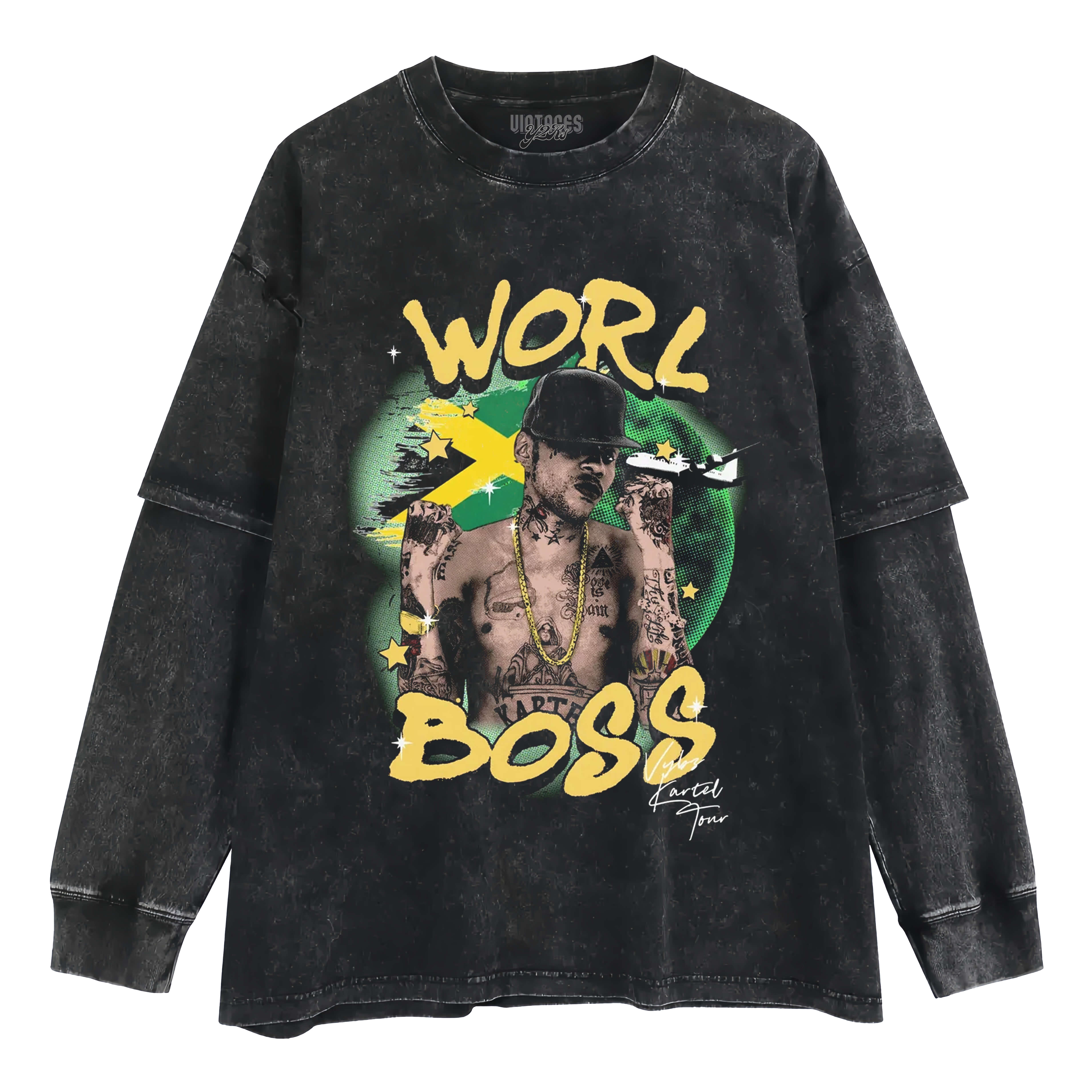VYBZ KARTEL WORL' BOSS LAYERED LONG SLEEVE