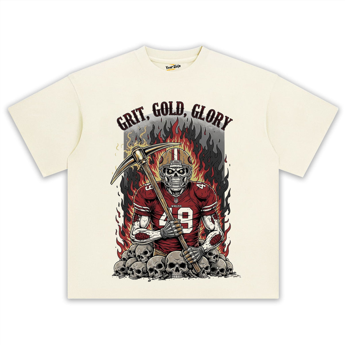 49ERS MINER SKELETON GRIT GOLD GLORY FOOTBALL TANK TOP & TEE & LONG SLEEVE & LAYERED LS & HOODIE