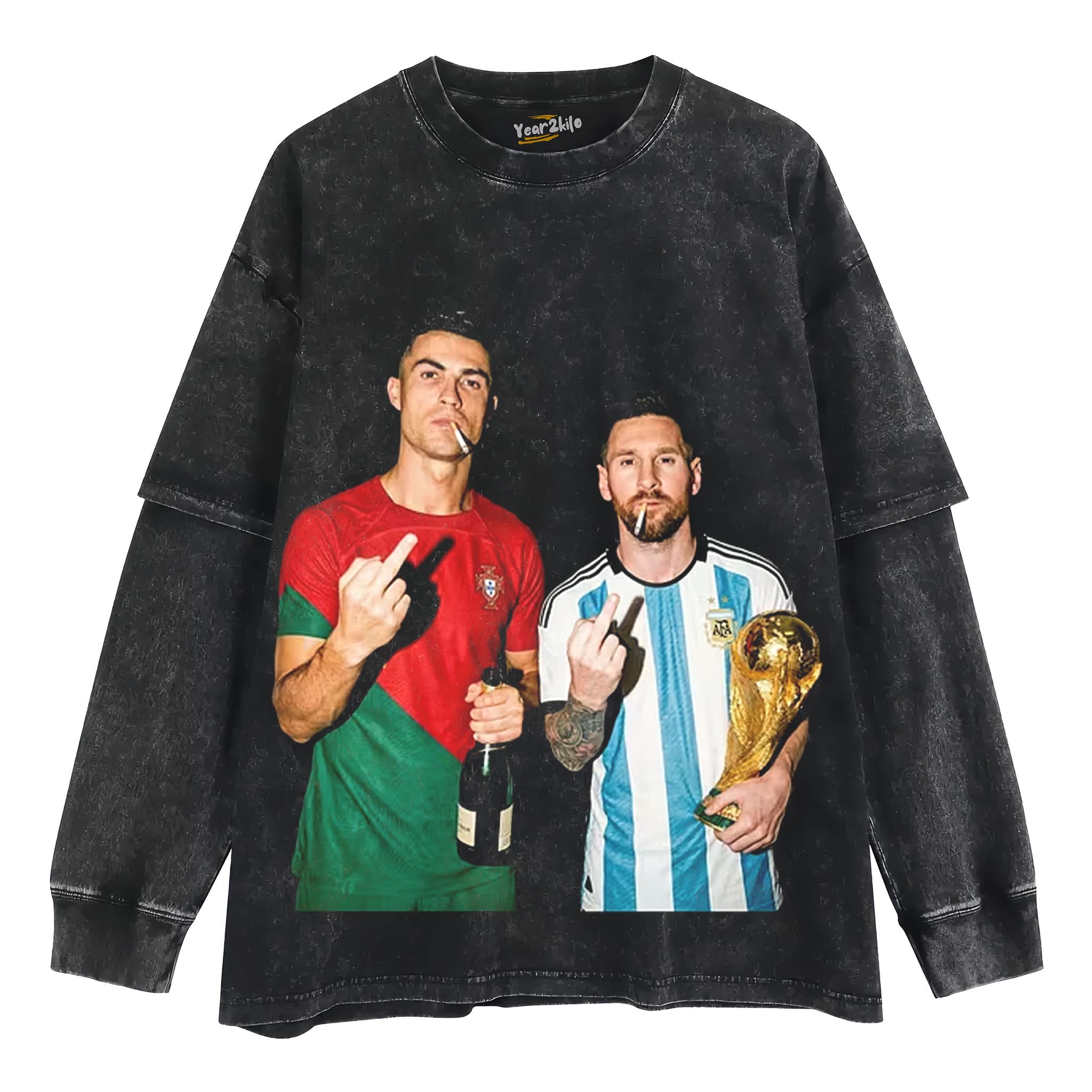 ARGENTINA MESSI & CRISTIANO RONALDO FUNNY VINTAGE TANK TOP & TEE & LONG SLEEVE & LAYERED LS & HOODIE