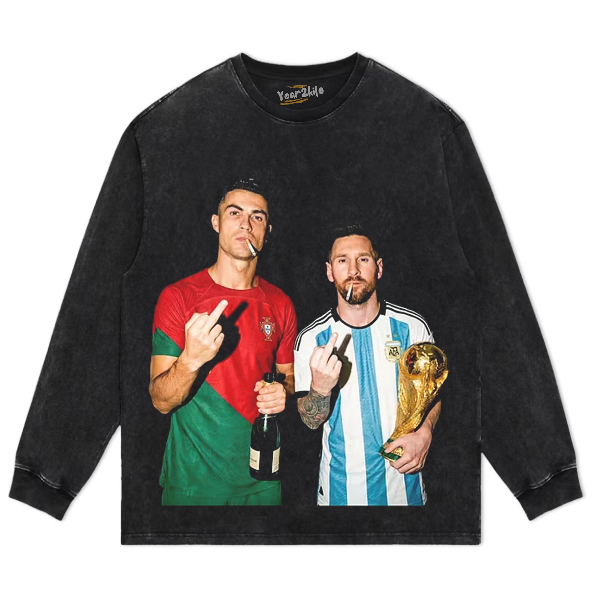 ARGENTINA MESSI & CRISTIANO RONALDO FUNNY VINTAGE TANK TOP & TEE & LONG SLEEVE & LAYERED LS & HOODIE