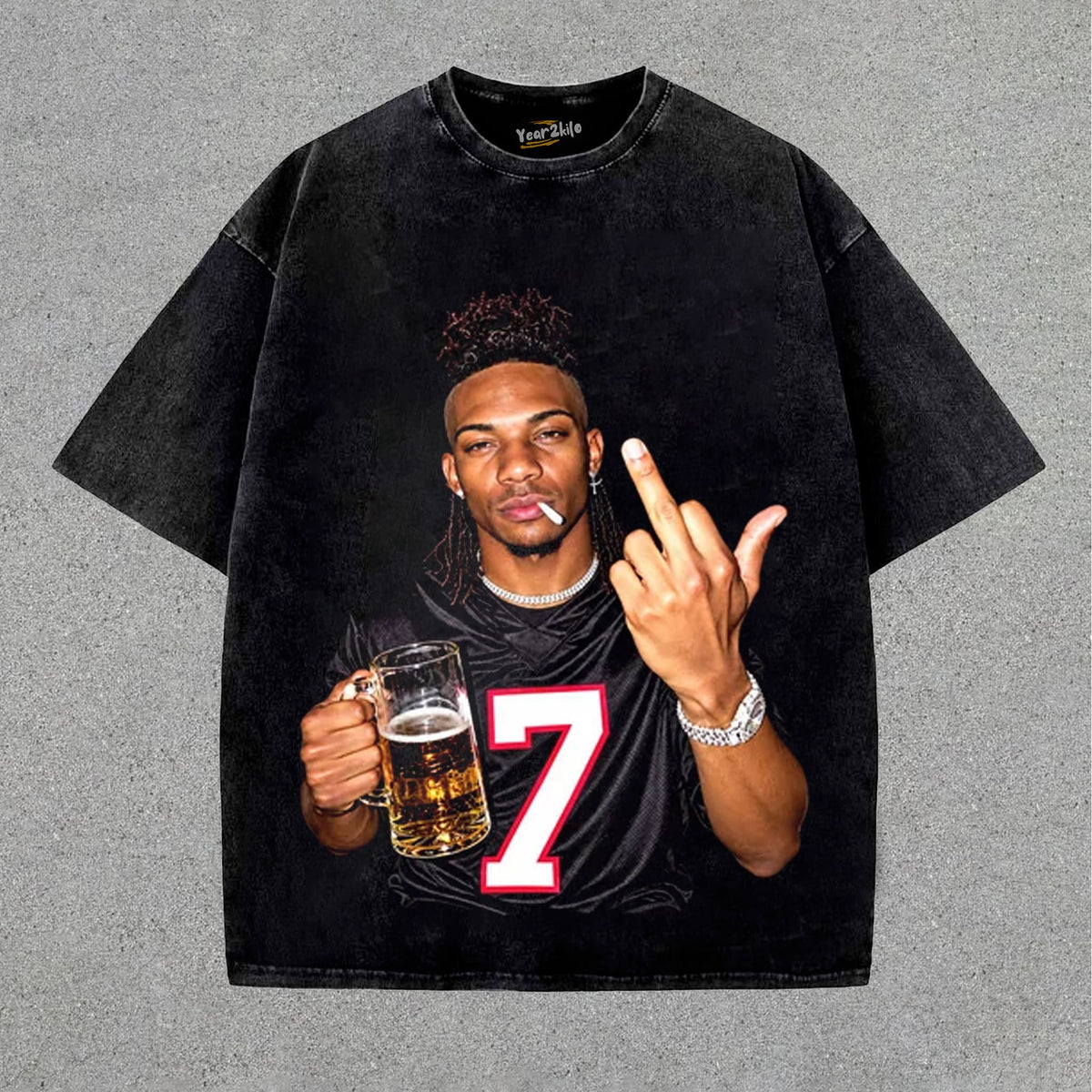 ATLANTA FALCONS BIJAN ROBINSON DRINKING & MIDDLE FINGER TANK TOP & TEE & LONG SLEEVE & LAYERED LS & HOODIE