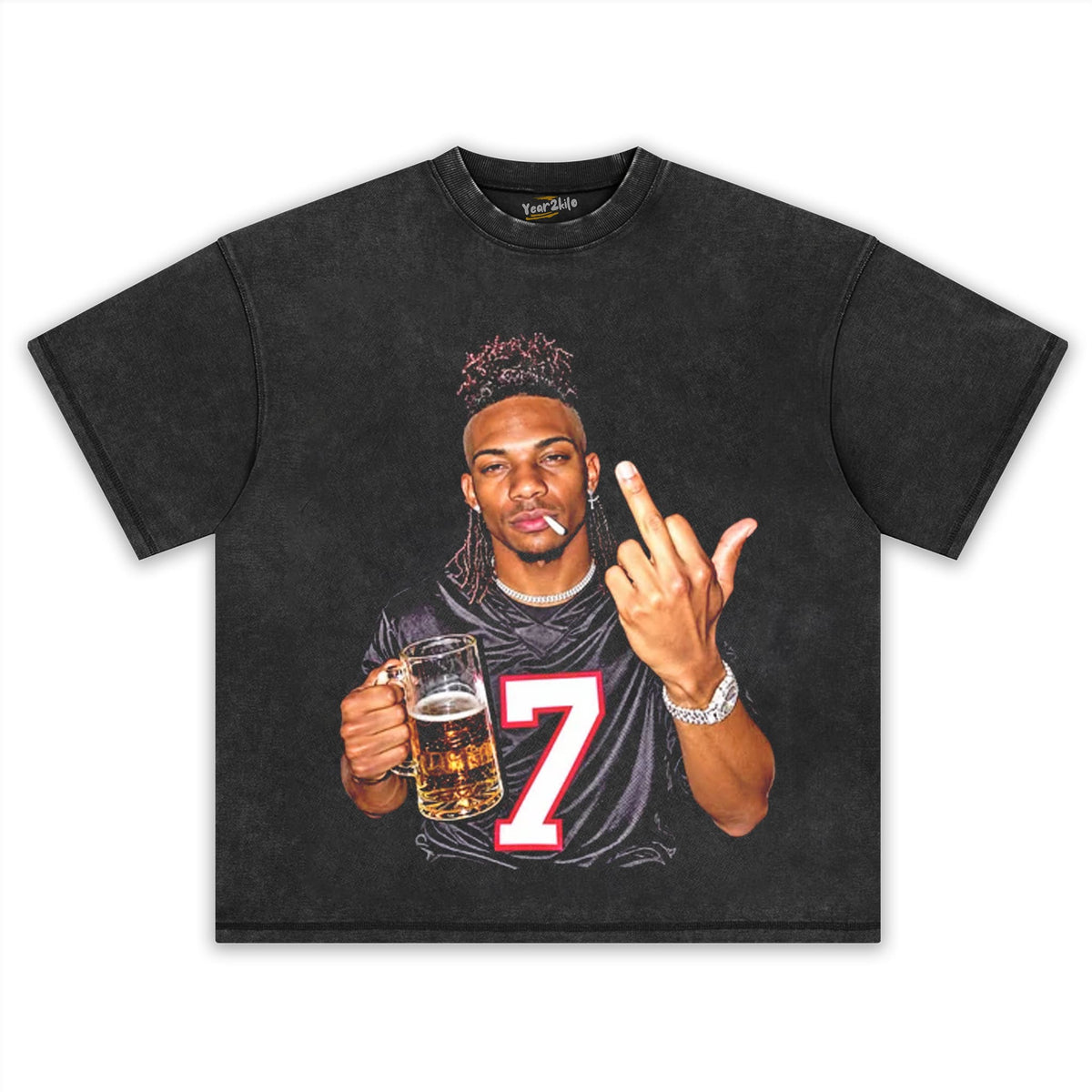 ATLANTA FALCONS BIJAN ROBINSON DRINKING & MIDDLE FINGER TANK TOP & TEE & LONG SLEEVE & LAYERED LS & HOODIE
