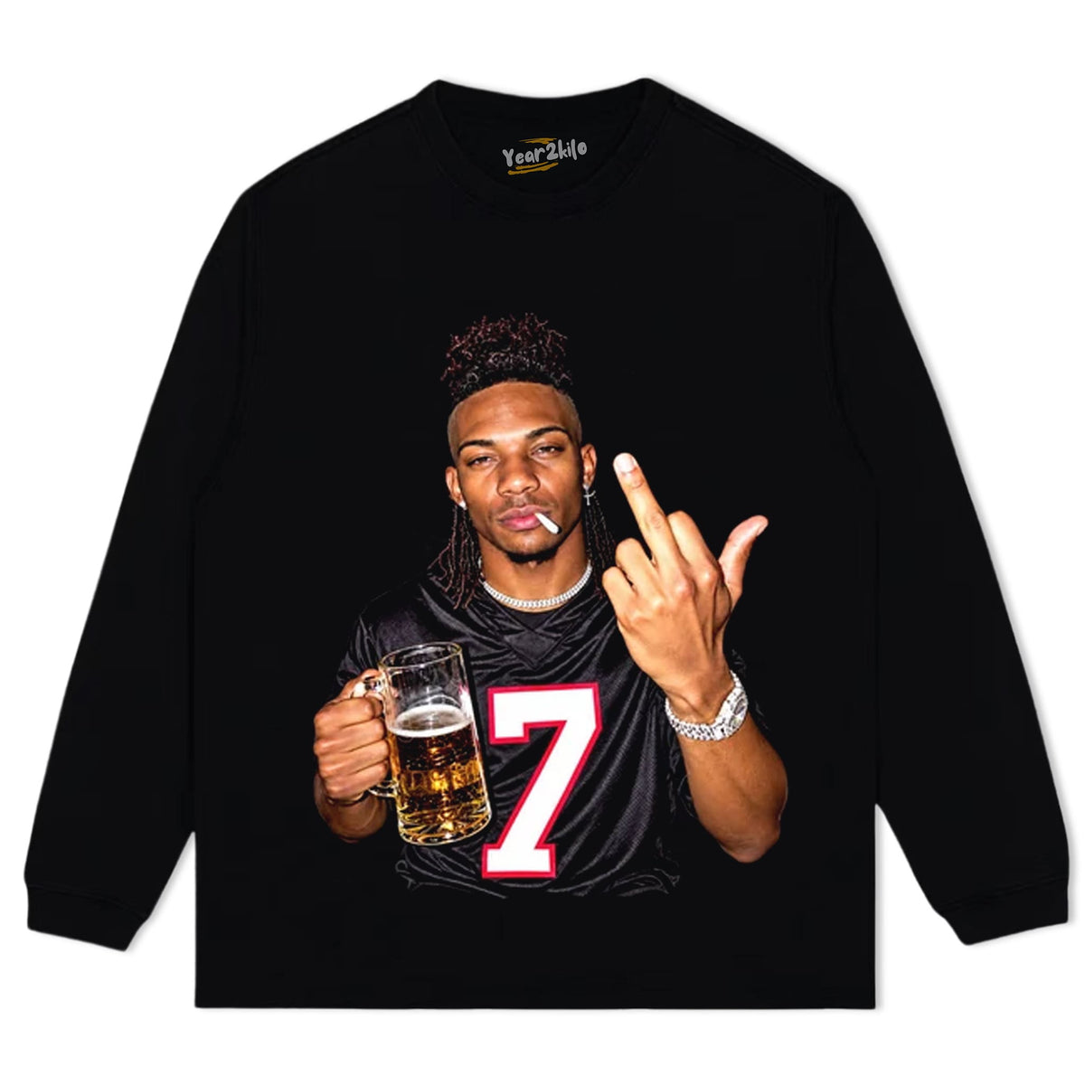 ATLANTA FALCONS BIJAN ROBINSON DRINKING & MIDDLE FINGER TANK TOP & TEE & LONG SLEEVE & LAYERED LS & HOODIE