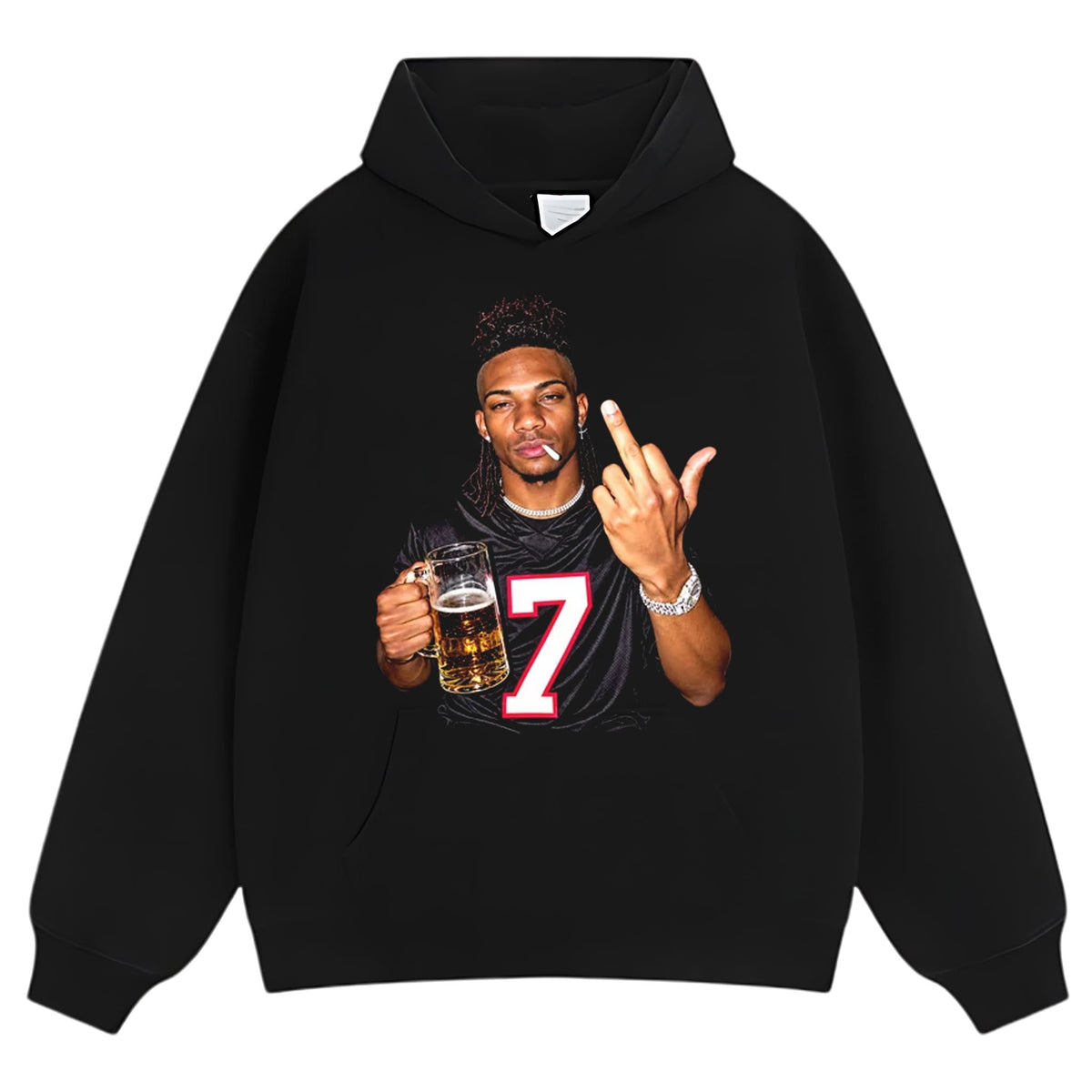 ATLANTA FALCONS BIJAN ROBINSON DRINKING & MIDDLE FINGER TANK TOP & TEE & LONG SLEEVE & LAYERED LS & HOODIE