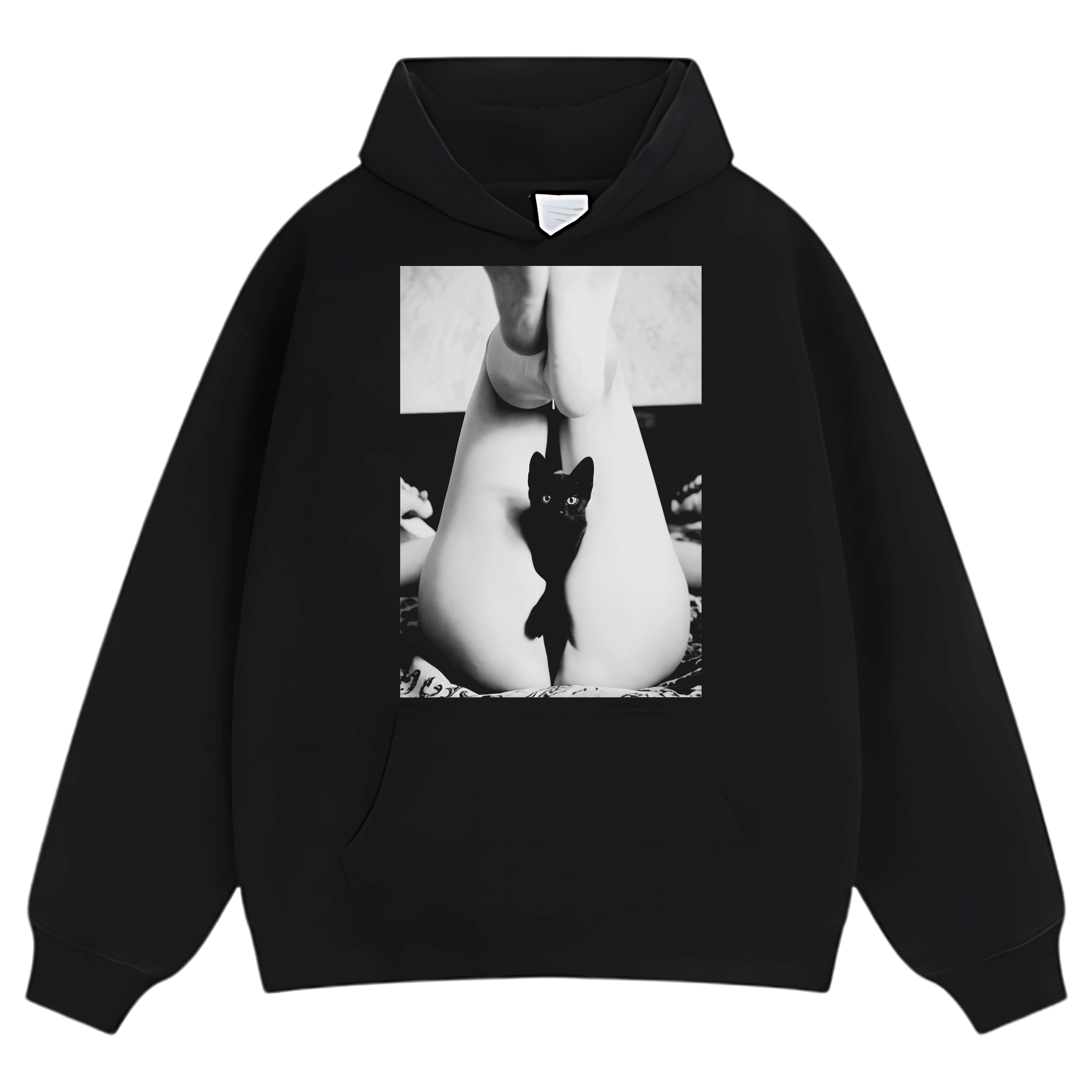 A CAT EMERGED FROM THE WOMAN'S LEGS TEE
