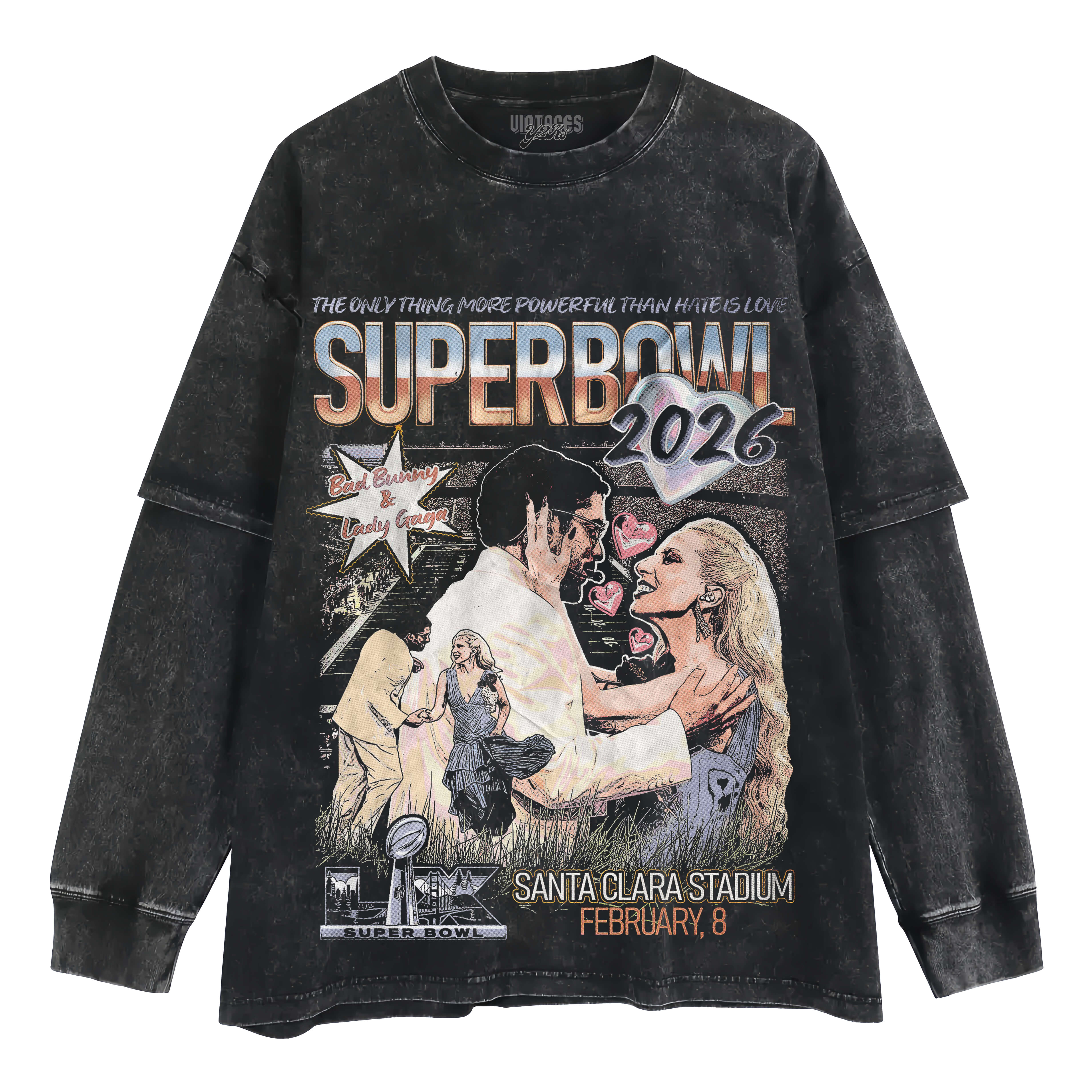 BAD BUNNY & LADY GAGA SUPER BOWL 2026 LAYERED LONG SLEEVE
