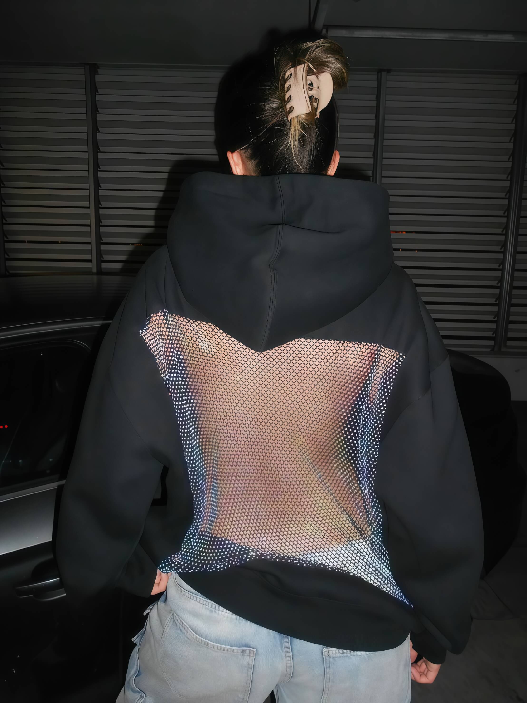 WOMEN'S CLOTHING BACKSTAGE CRYSTAL-MESH HOODIE