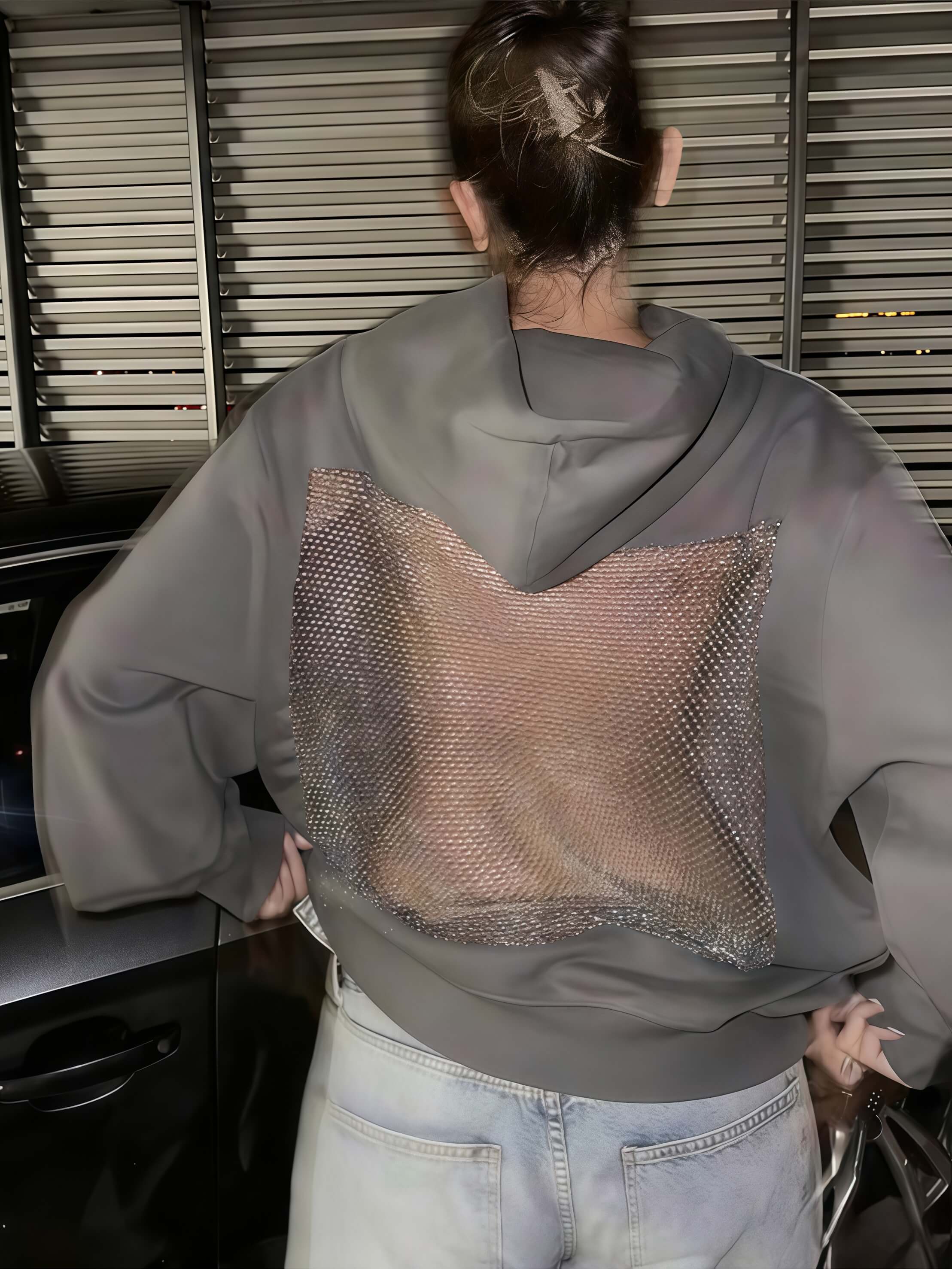 WOMEN'S CLOTHING BACKSTAGE CRYSTAL-MESH HOODIE