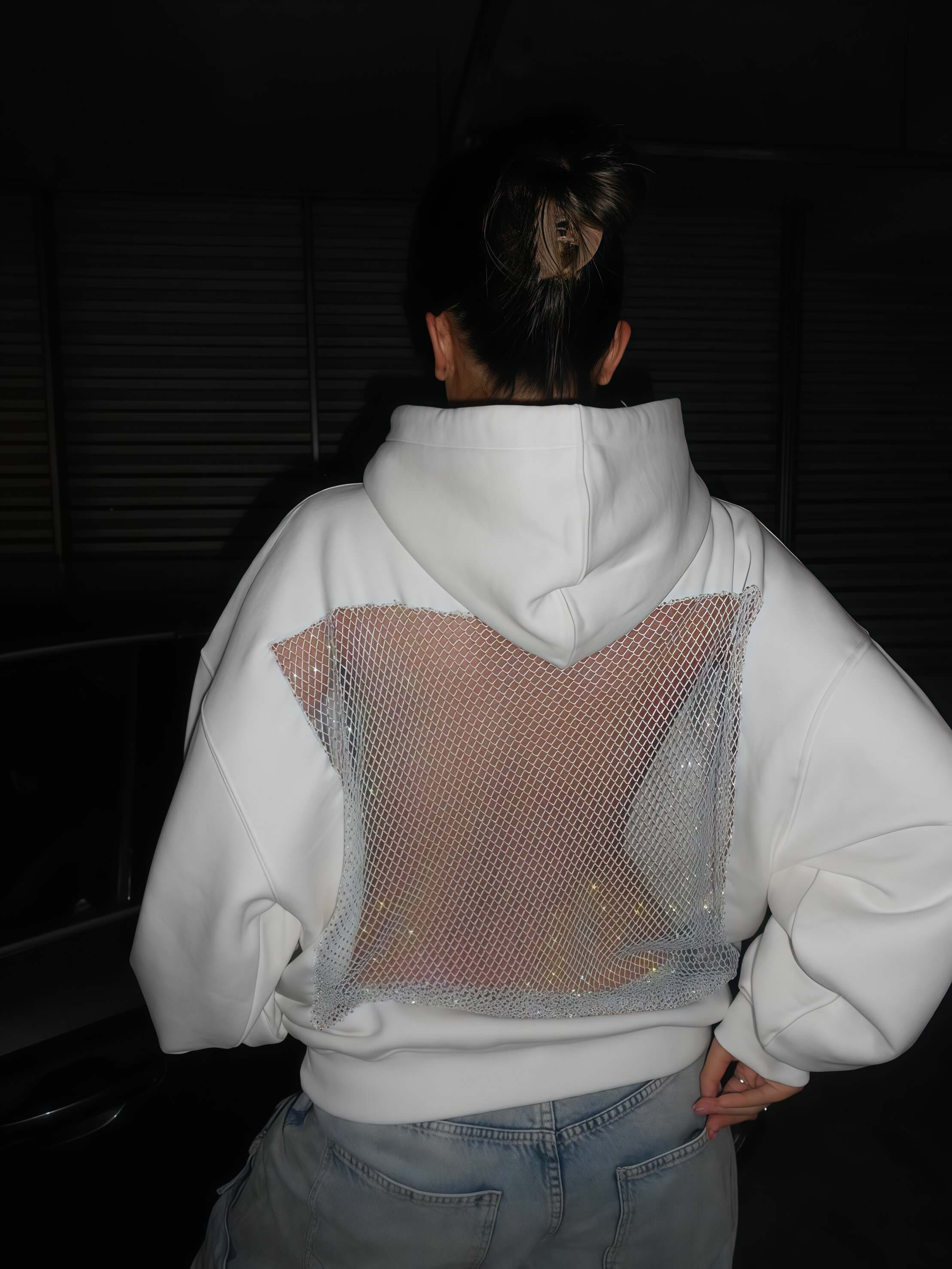 WOMEN'S CLOTHING BACKSTAGE CRYSTAL-MESH HOODIE