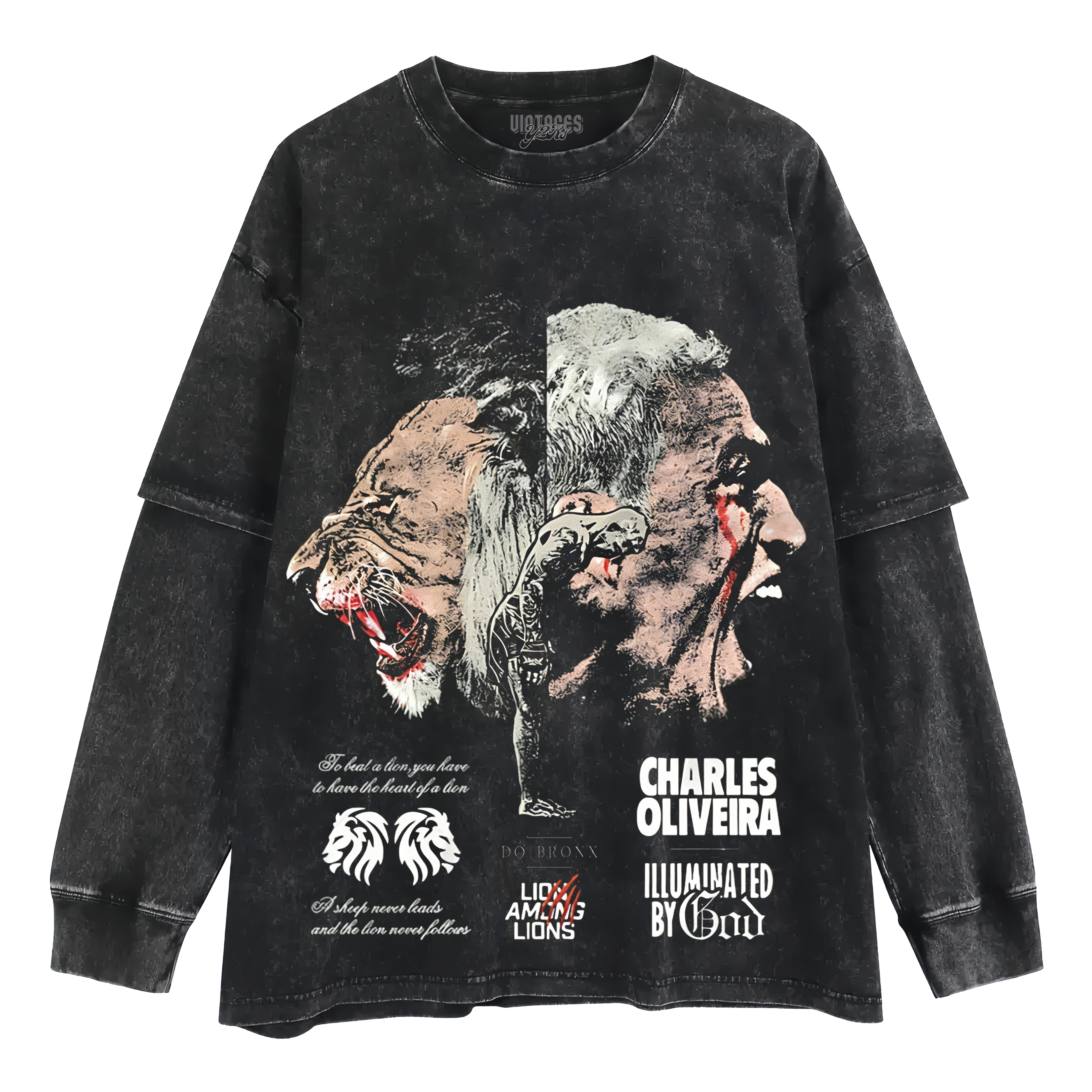 CHARLES OLIVEIRA LION AMONG LIONS LAYERED LONG SLEEVE
