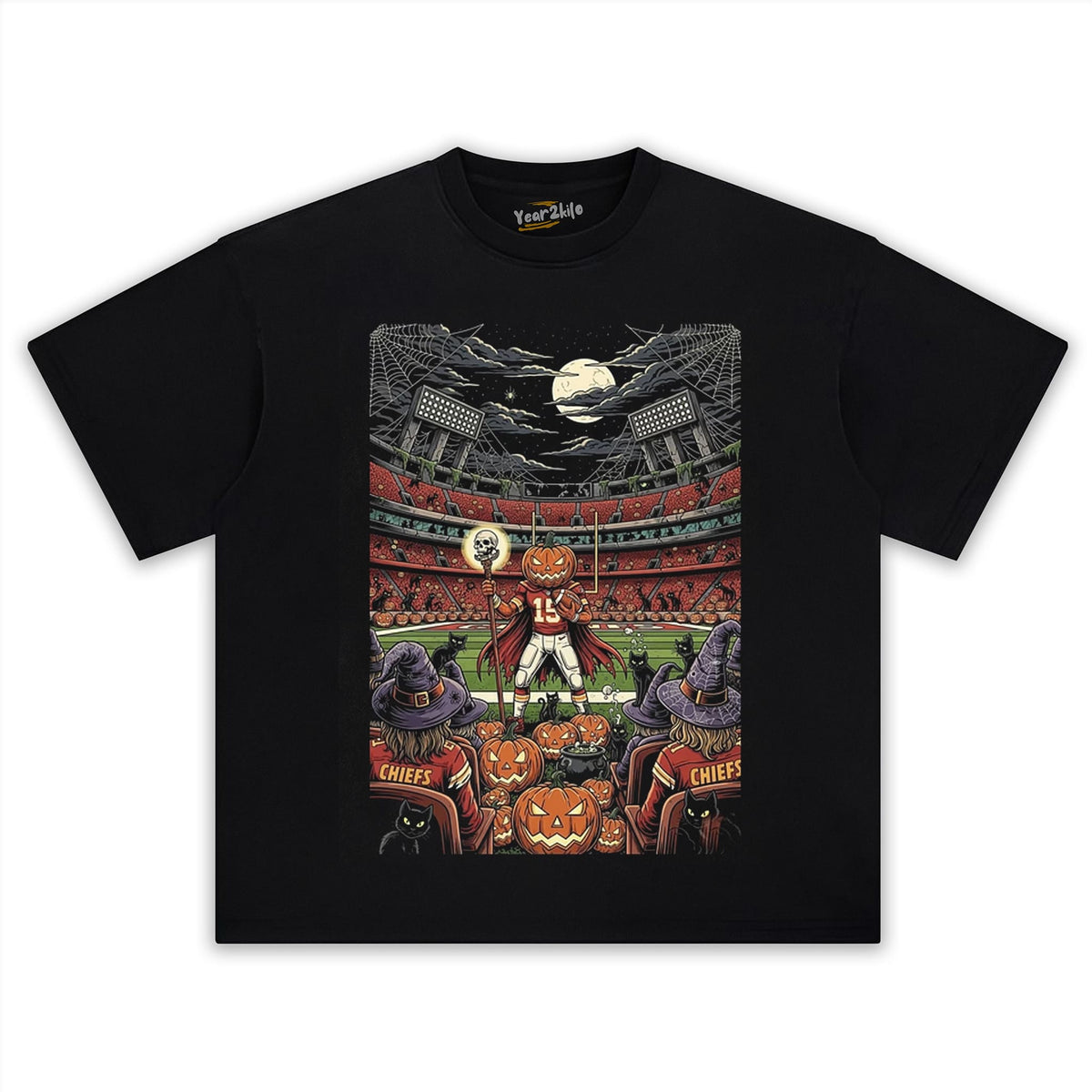 CHIEFS HALLOWEEN SPOOKY STADIUM PUMPKIN FOOTBALL TANK TOP & TEE & LONG SLEEVE & LAYERED LS & HOODIE