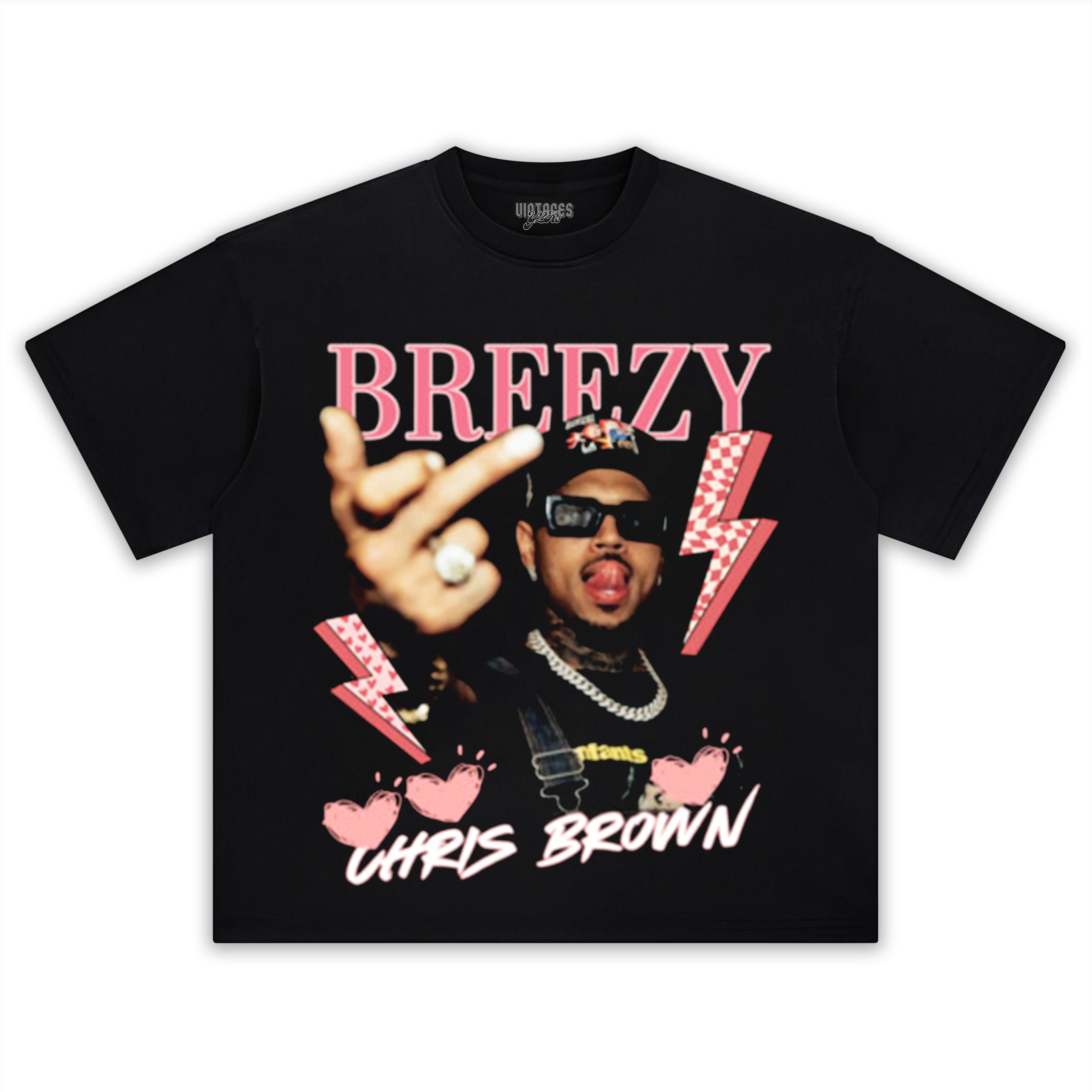 CHRIS BROWN VINTAGE MIDDLE FINGER V2 TEE & LS & HOODIE