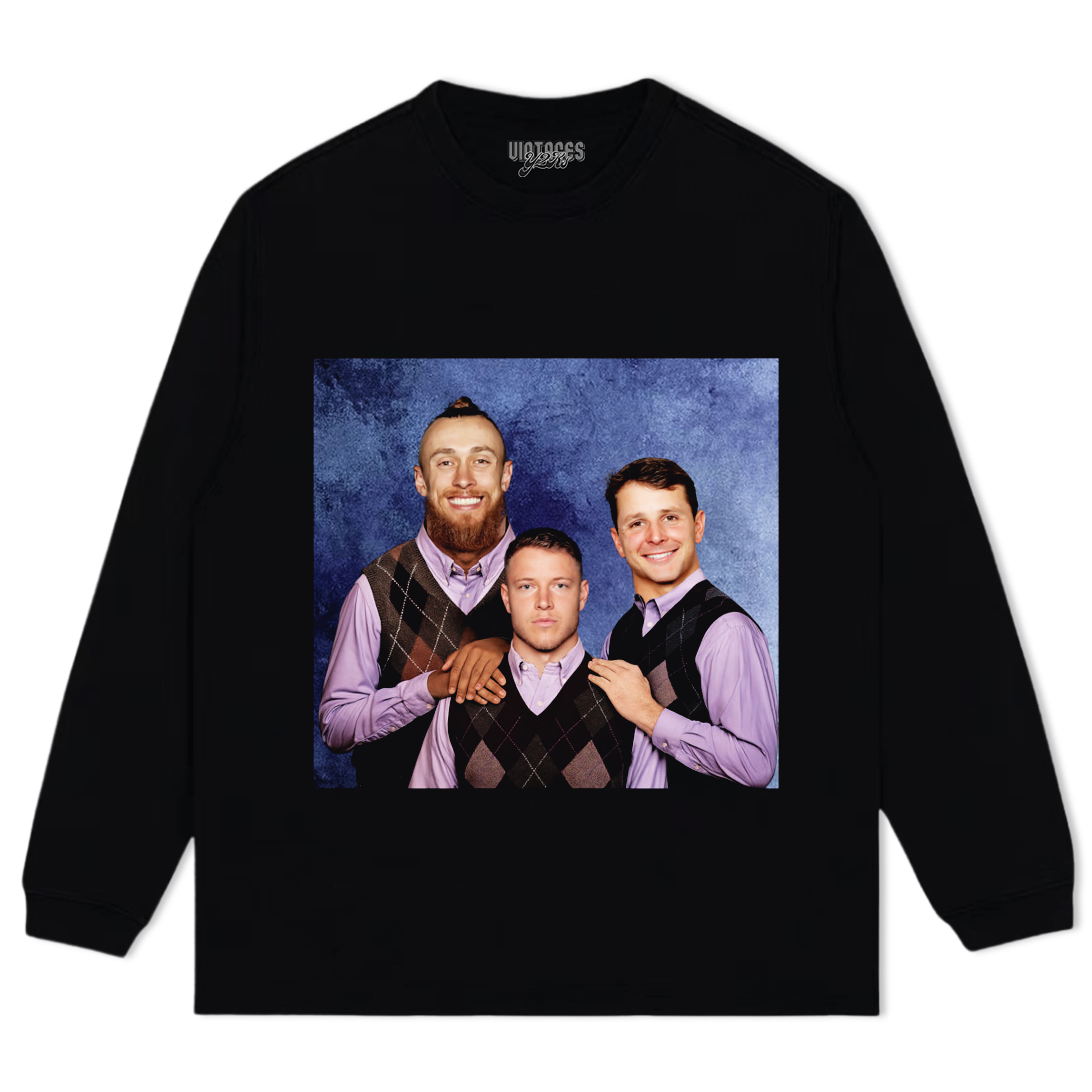 CHRISTIAN MCCAFFREY & GEORGE KITTLE & BROCK PRUDY STEP BROTHERS TEE & LS & HOODIE