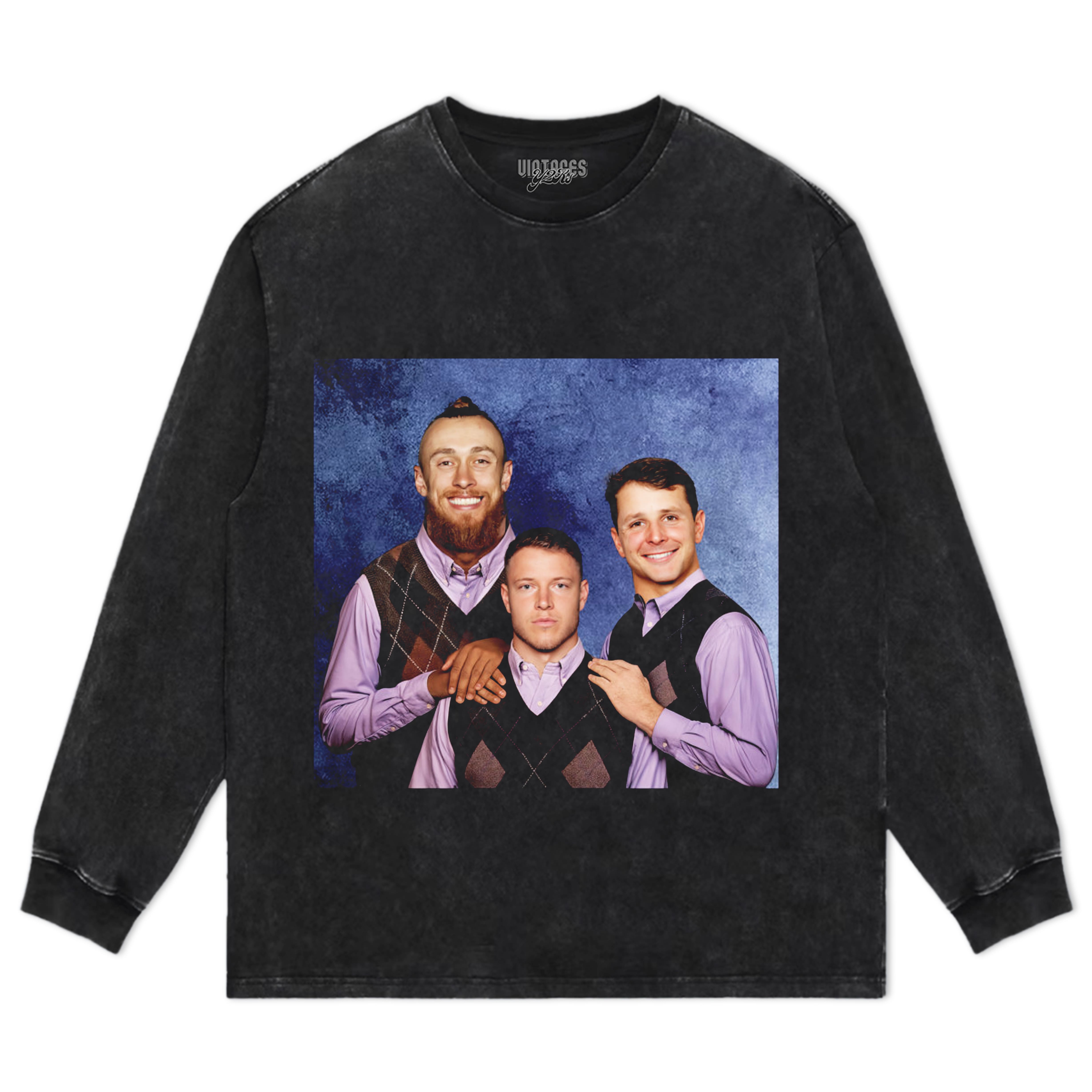CHRISTIAN MCCAFFREY & GEORGE KITTLE & BROCK PRUDY STEP BROTHERS TEE & LS & HOODIE