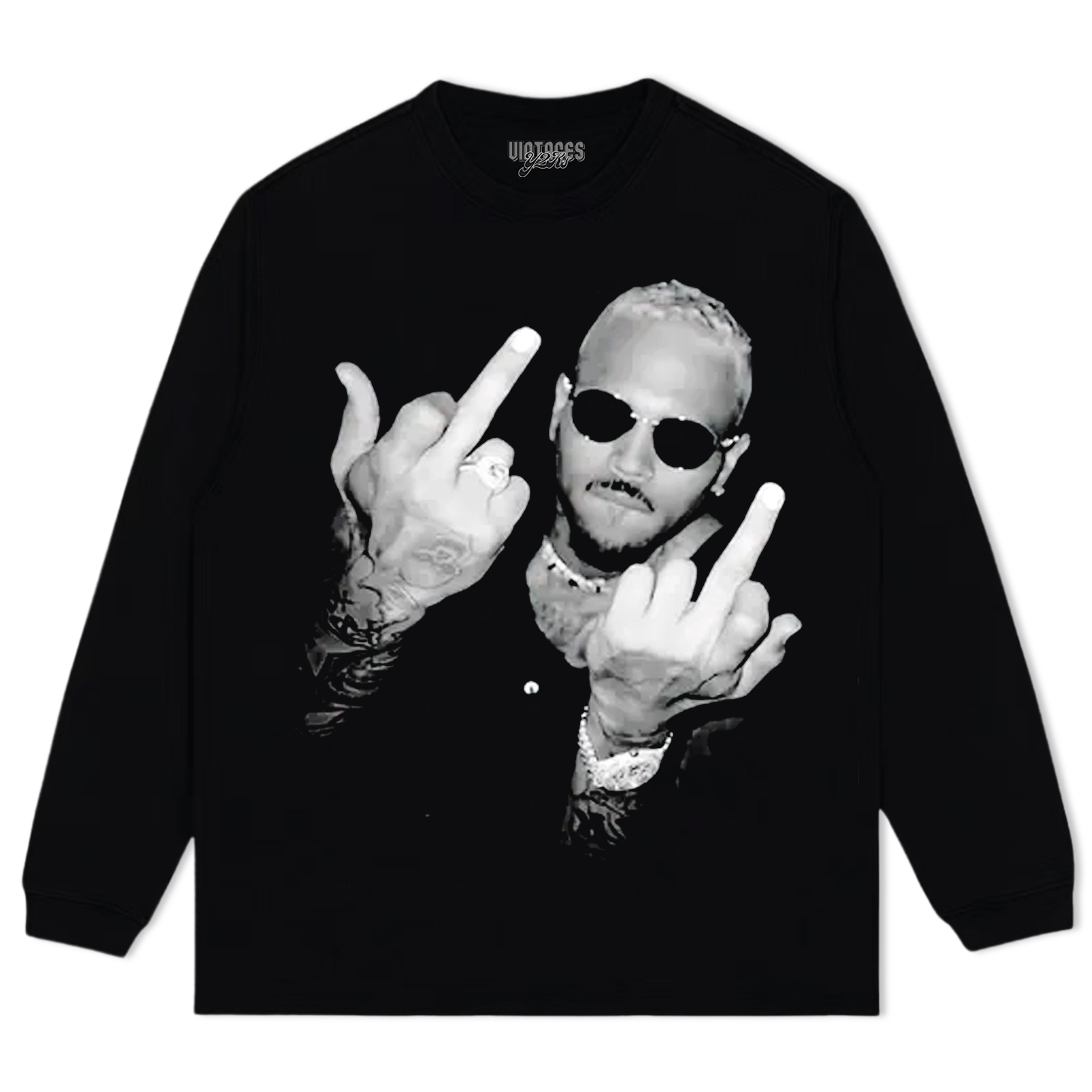 CHRIS BROWN VINTAGE MIDDLE FINGER  TEE & LS & HOODIE