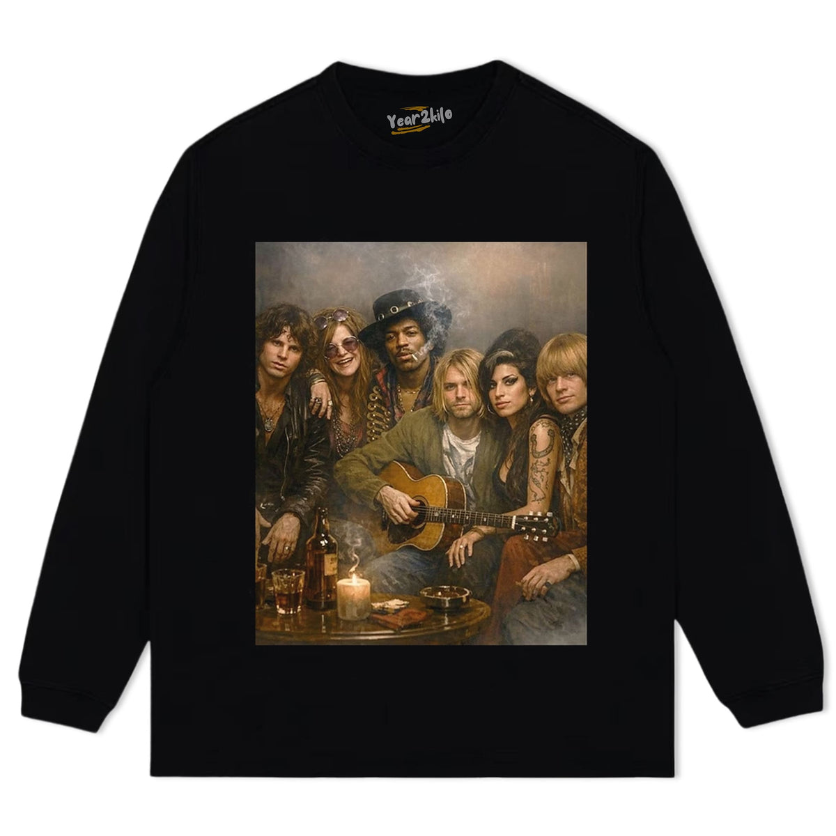 CLASSIC ROCK ICON COLLAGE RETRO WASHED GRAPHIC TANK TOP & TEE & LONG SLEEVE & LAYERED LS & HOODIE