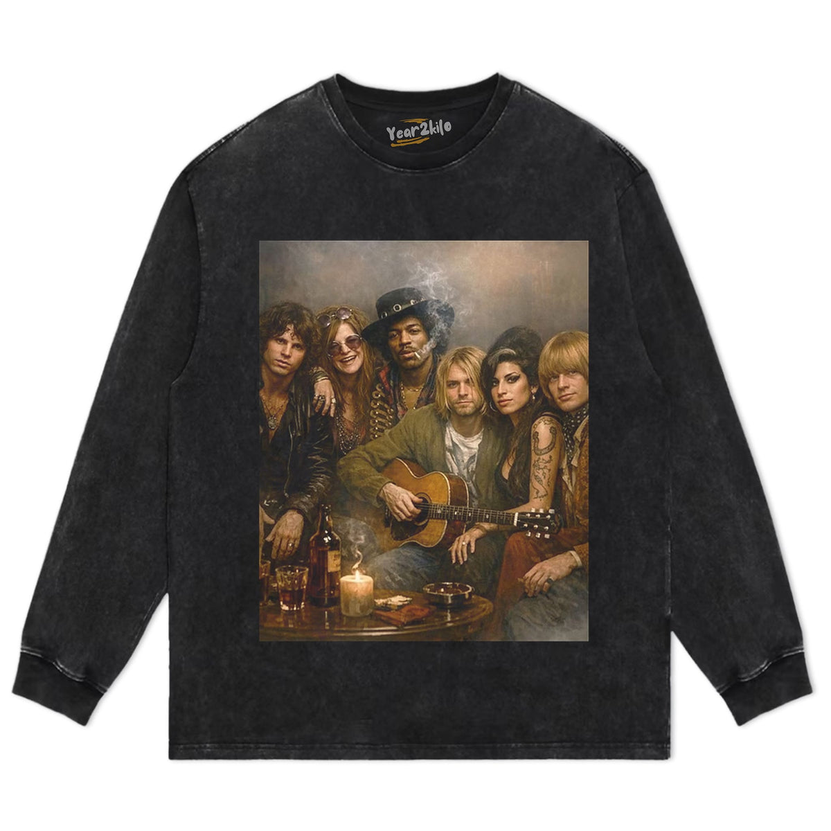 CLASSIC ROCK ICON COLLAGE RETRO WASHED GRAPHIC TANK TOP & TEE & LONG SLEEVE & LAYERED LS & HOODIE
