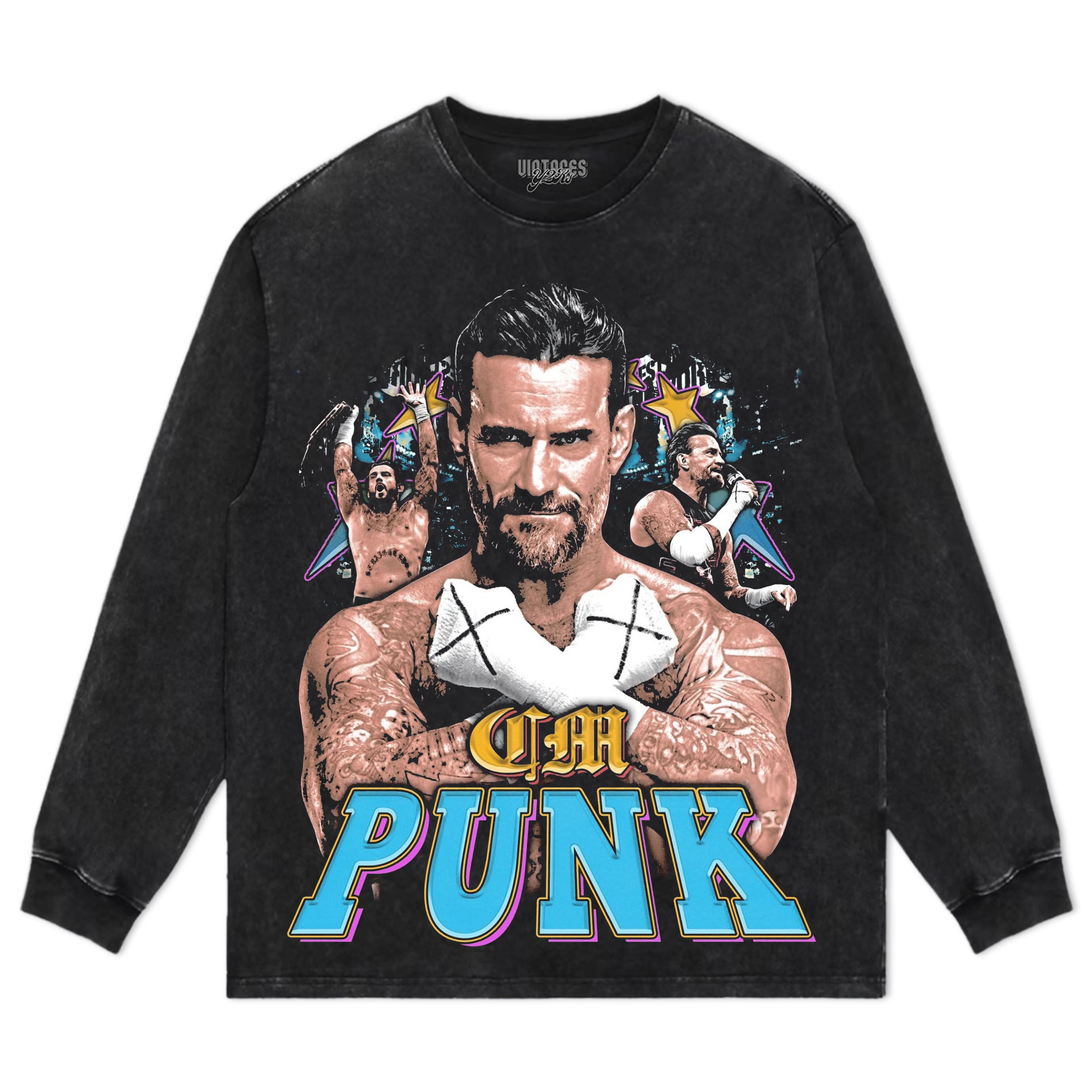 CM PUNK VINTAGE STYLE TEE & LS & HOODIE