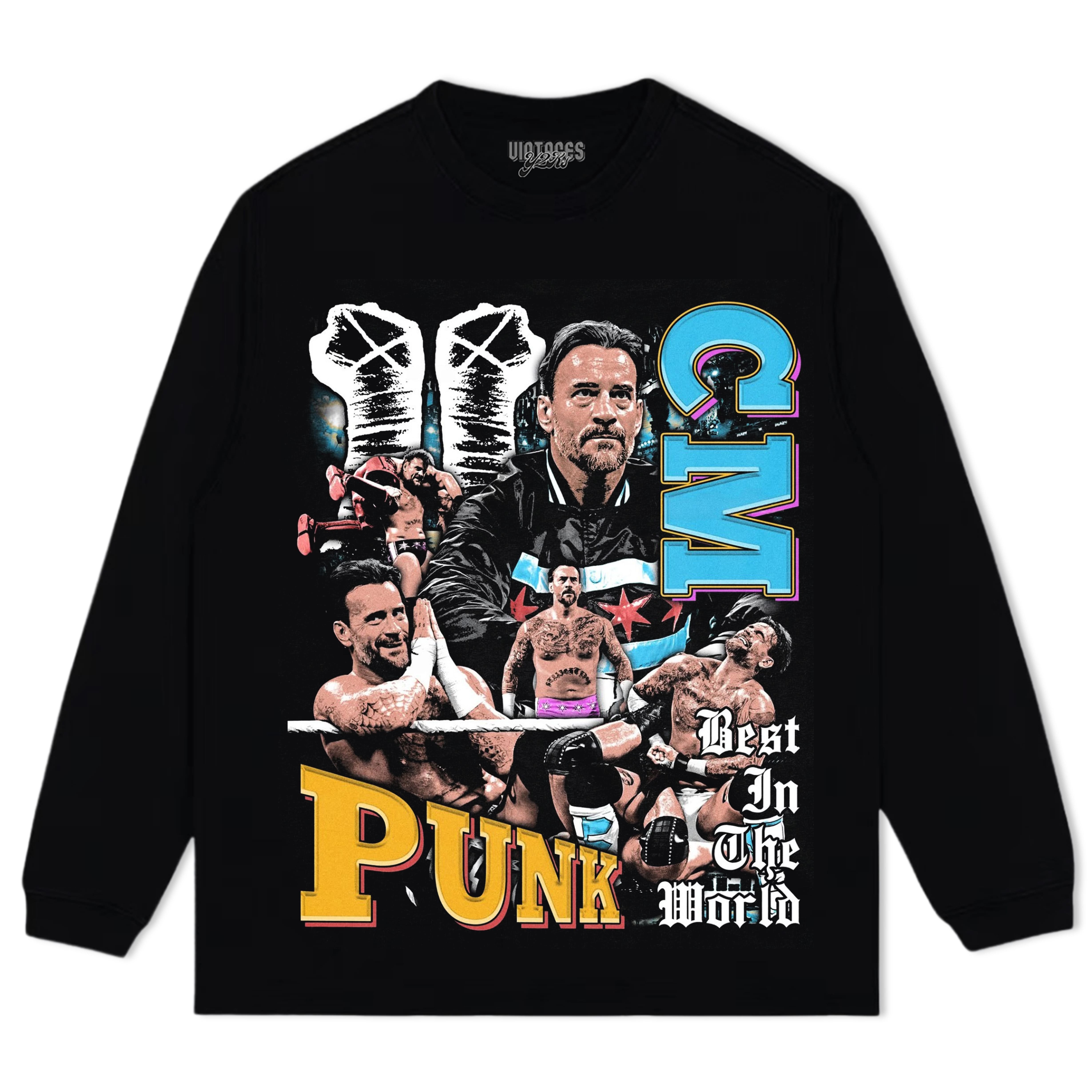 CM PUNK VINTAGE STYLE V2 TEE & LS & HOODIE