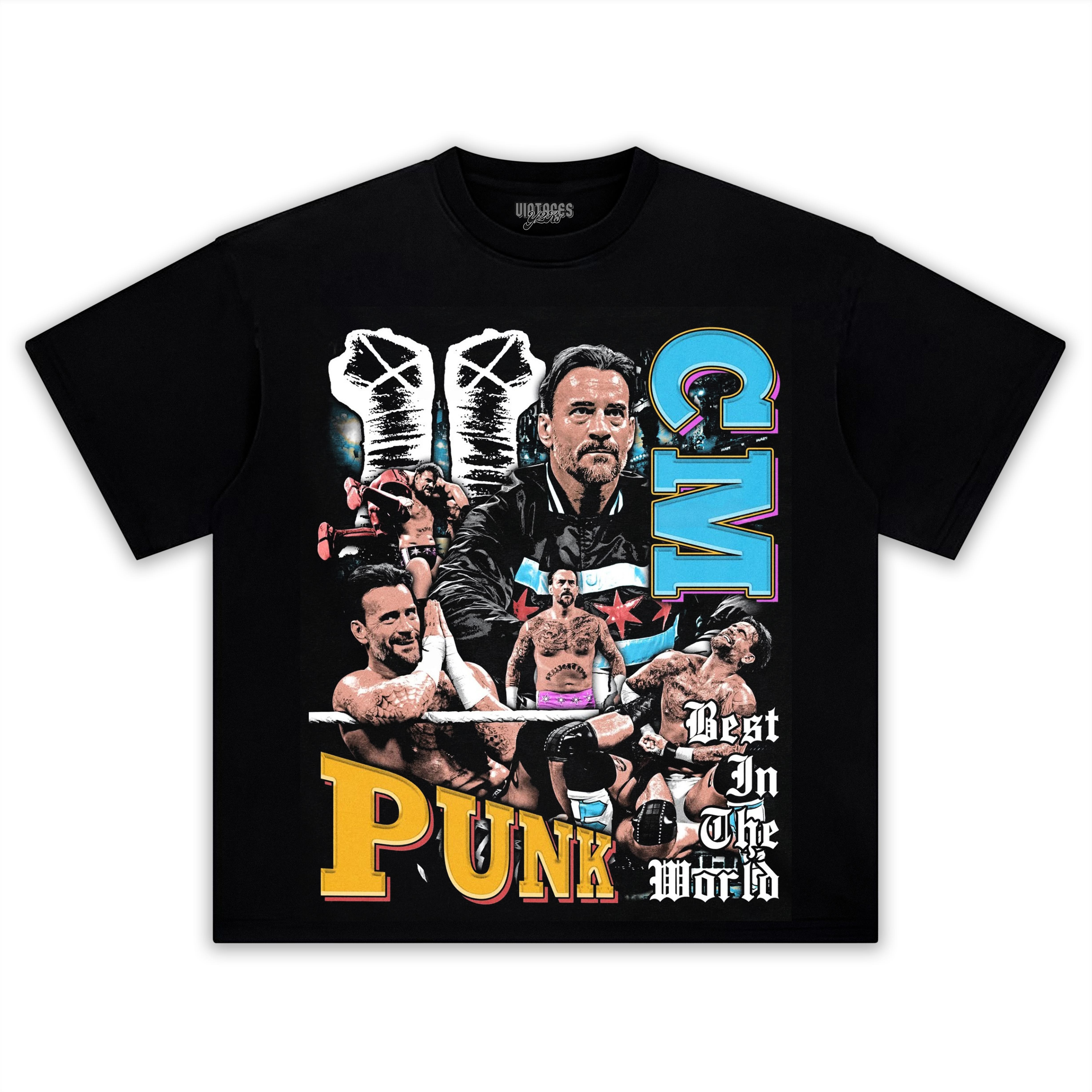 CM PUNK VINTAGE STYLE V2 TEE & LS & HOODIE