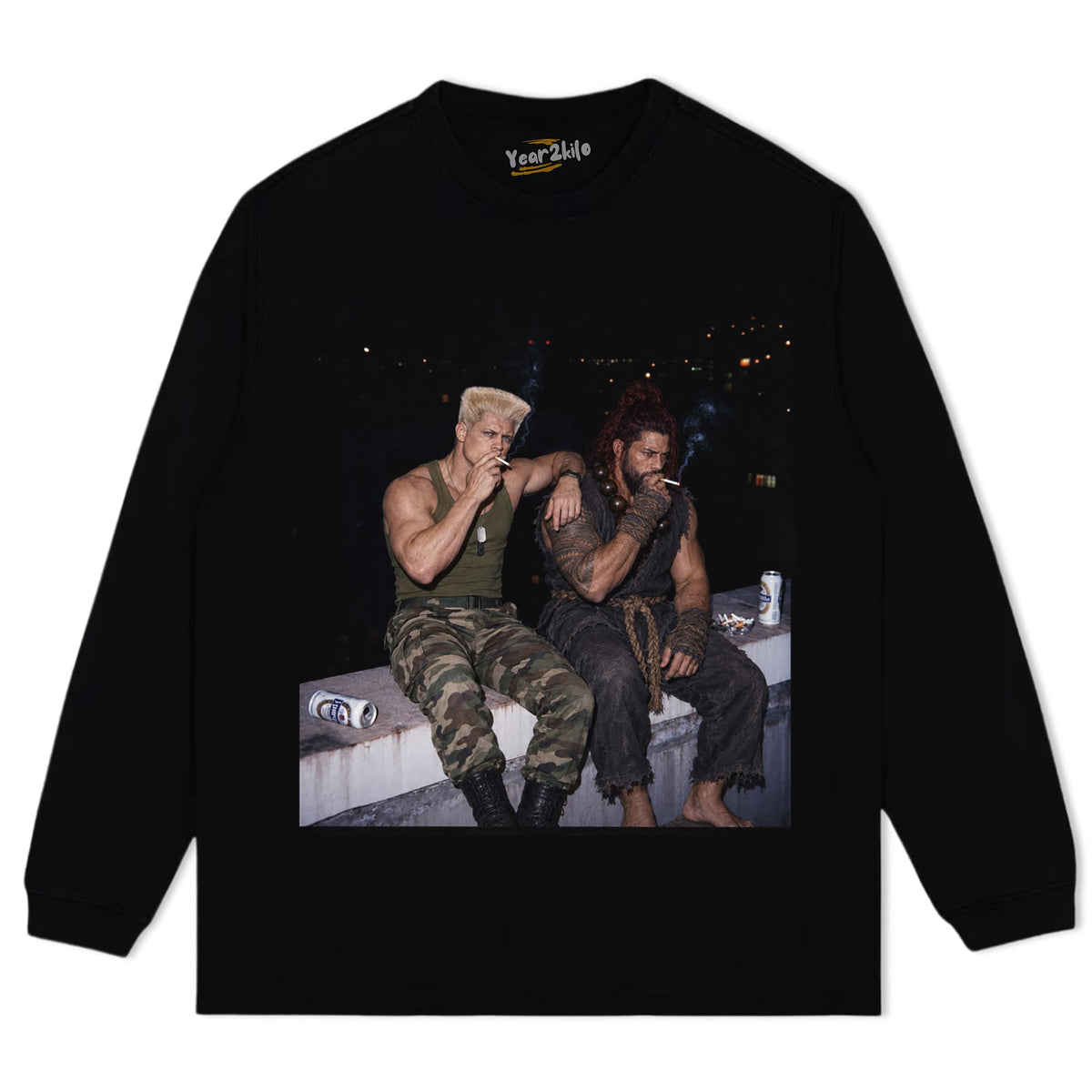 CODY RHODES & ROMAN REIGNS - STREET FIGHTER V2 TANK TOP & TEE & LONG SLEEVE & LAYERED LS & HOODIE