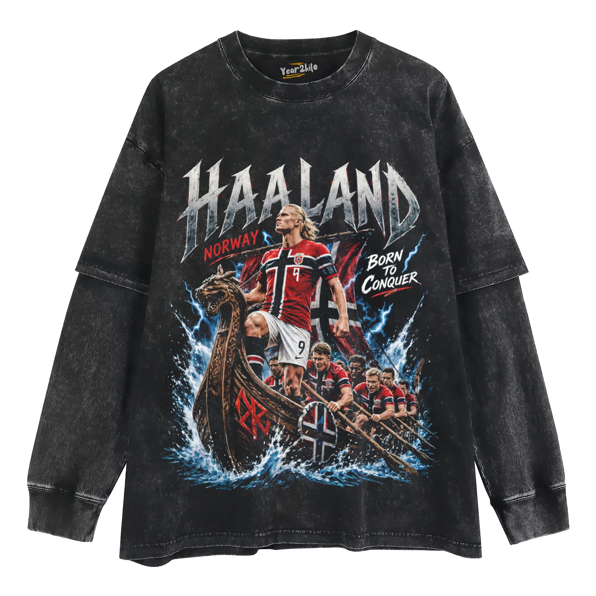ERLING HAALAND  - NORWAY VIKING BORN TO CONQUER TANK TOP & TEE & LONG SLEEVE & LAYERED LS & HOODIE