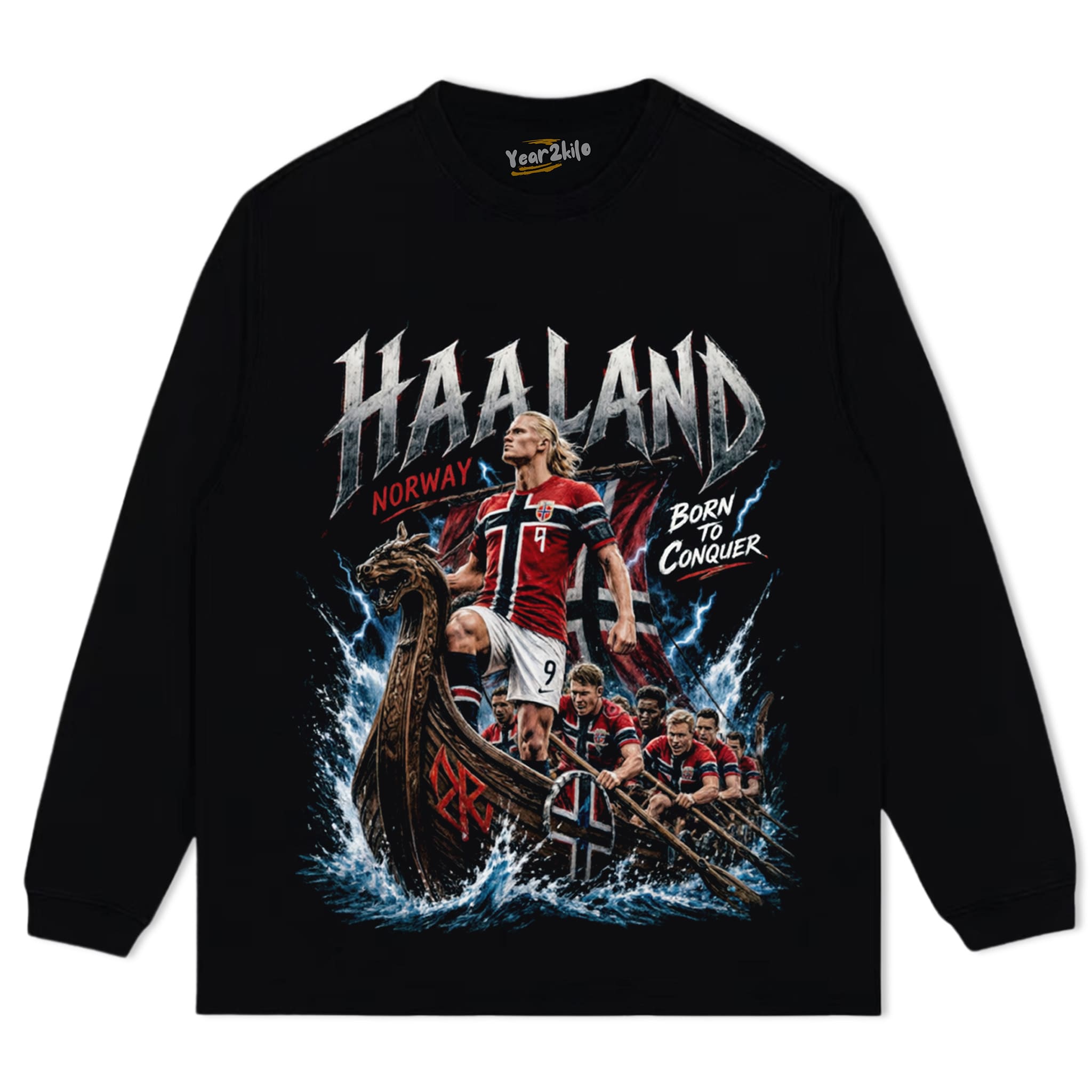 ERLING HAALAND  - NORWAY VIKING BORN TO CONQUER TANK TOP & TEE & LONG SLEEVE & LAYERED LS & HOODIE