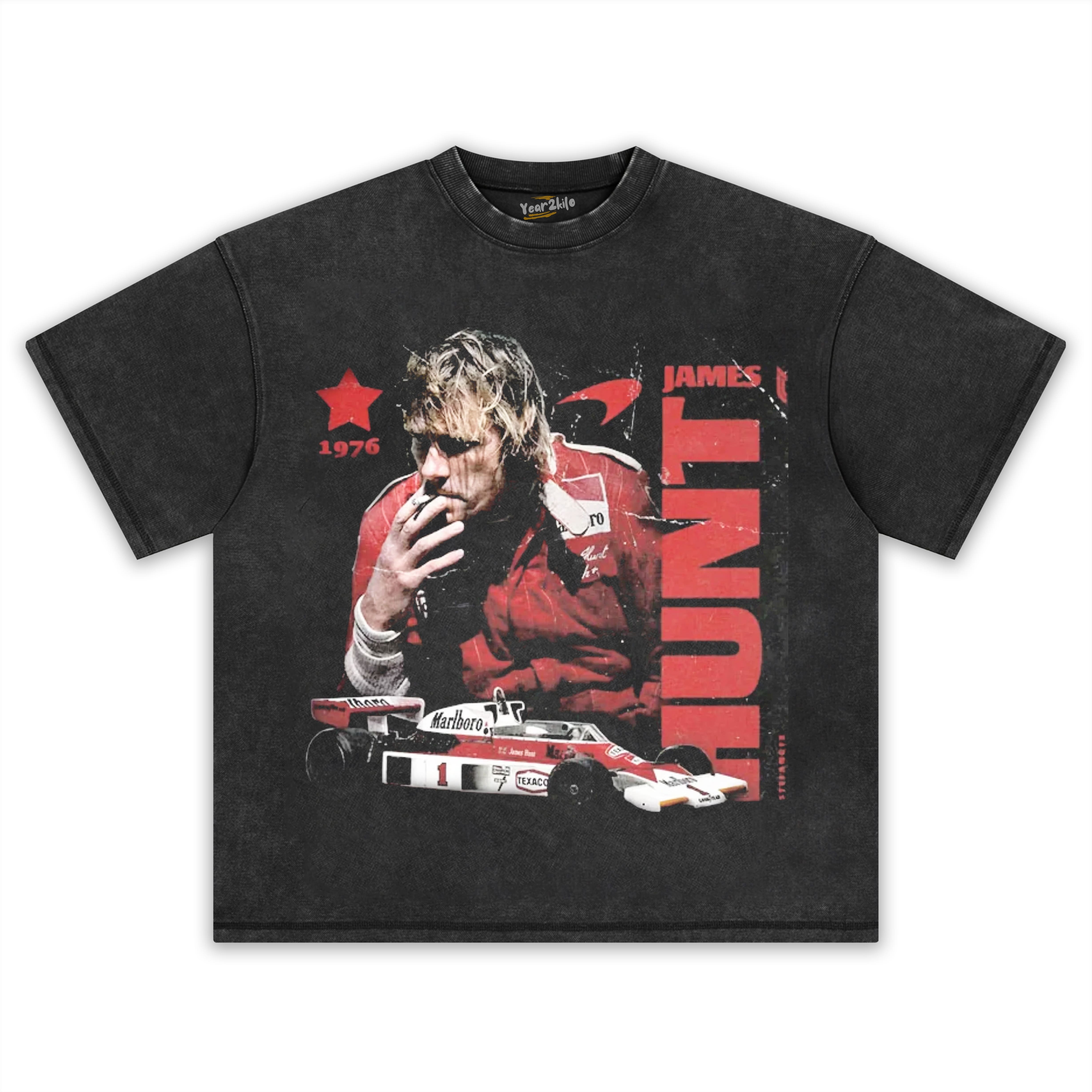 F1 LEGEND JAMES HUNT 1976 VINTAGE COTTON TANK TOP & TEE & LONG SLEEVE & LAYERED LS & HOODIE