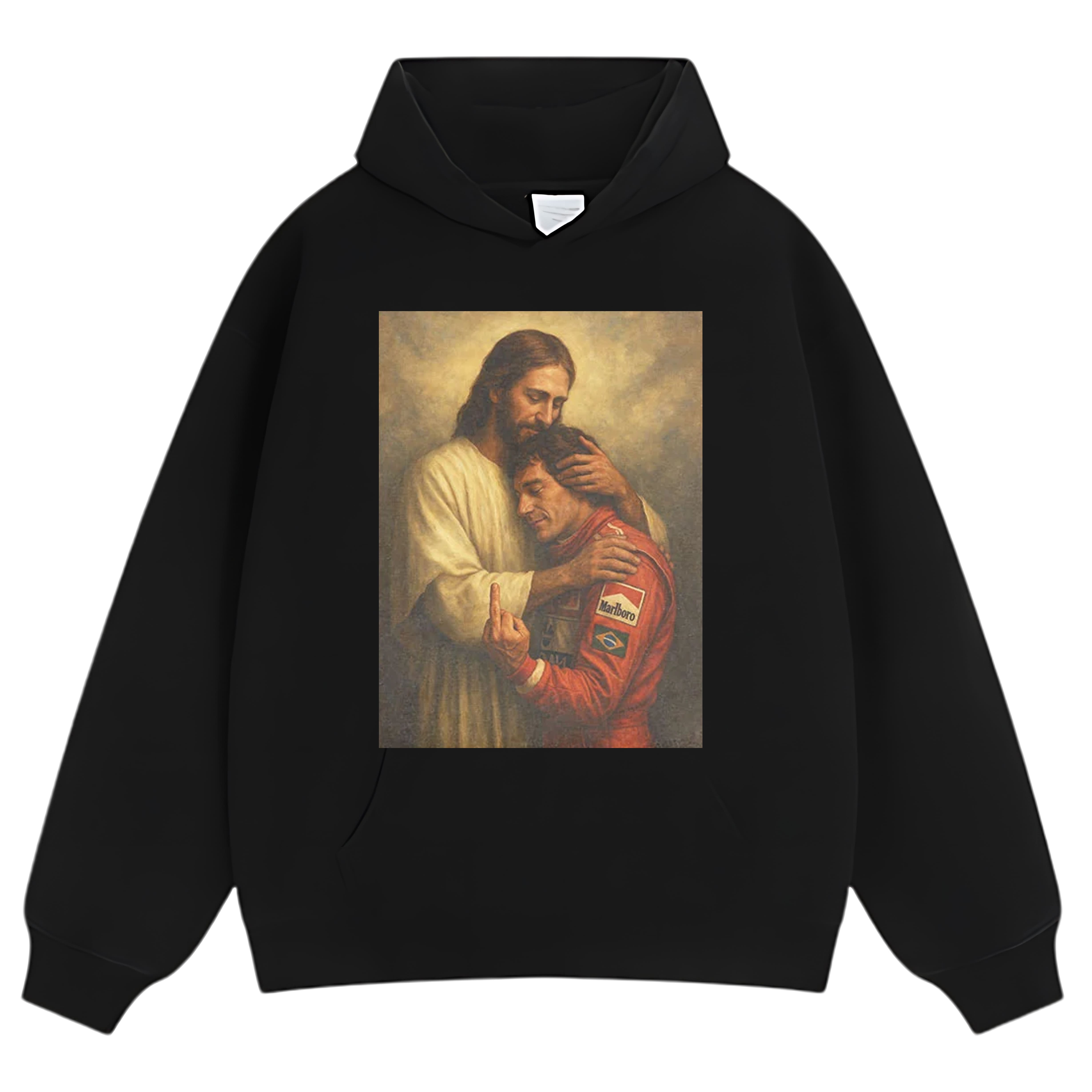 F1 LEGEND SENNA & JESUS'S EMBRACE TANK TOP & TEE & LONG SLEEVE & LAYERED LS & HOODIE