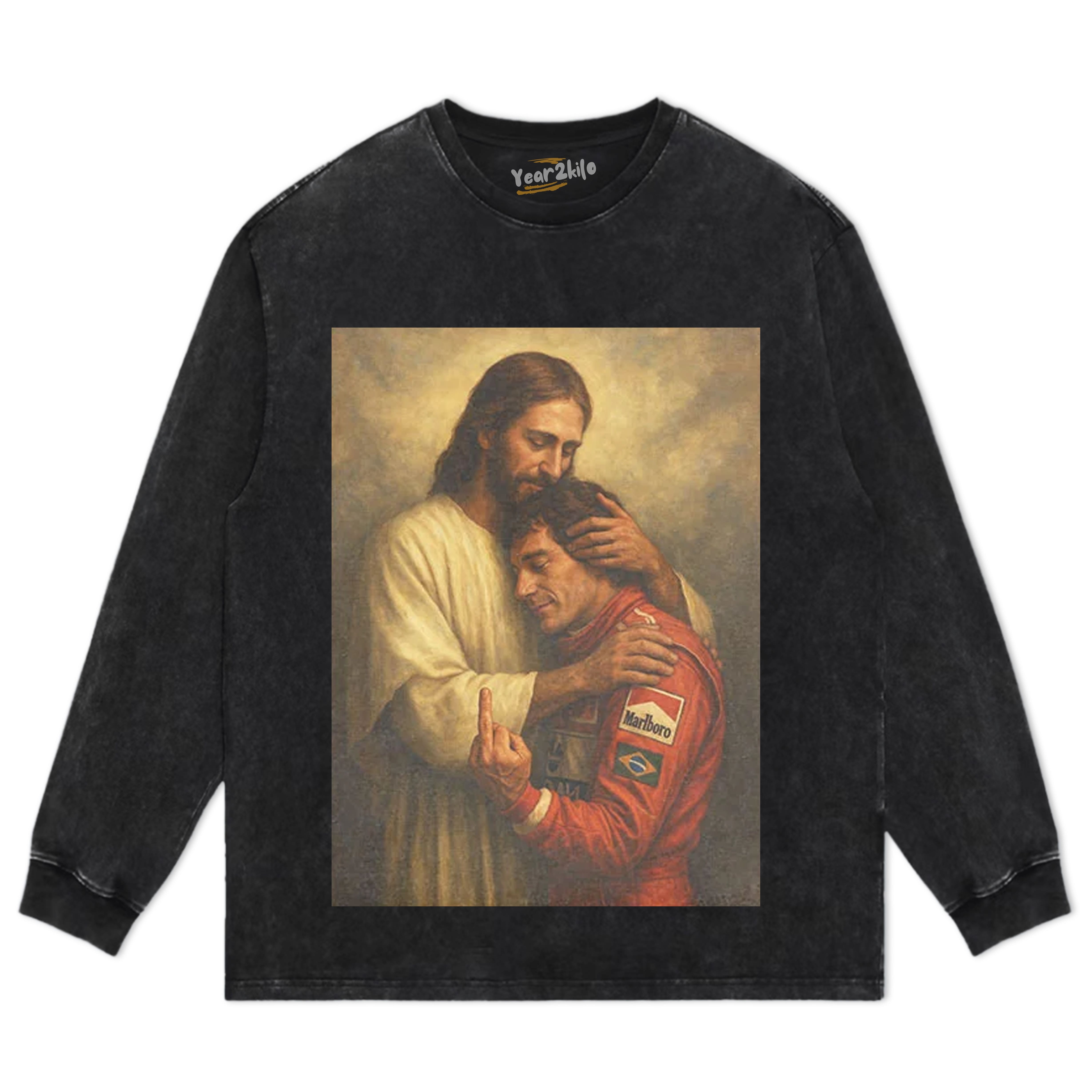 F1 LEGEND SENNA & JESUS'S EMBRACE TANK TOP & TEE & LONG SLEEVE & LAYERED LS & HOODIE