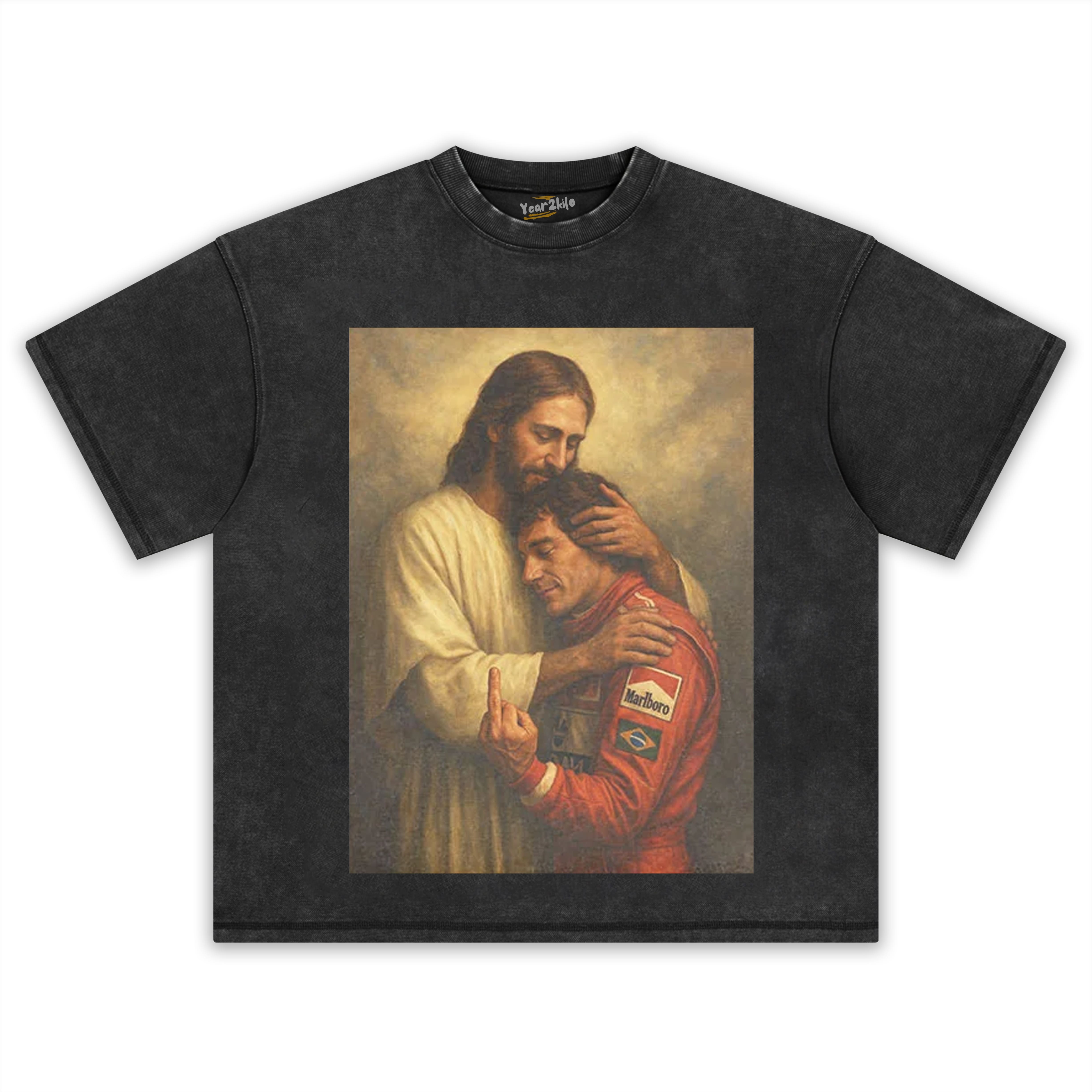 F1 LEGEND SENNA & JESUS'S EMBRACE TANK TOP & TEE & LONG SLEEVE & LAYERED LS & HOODIE