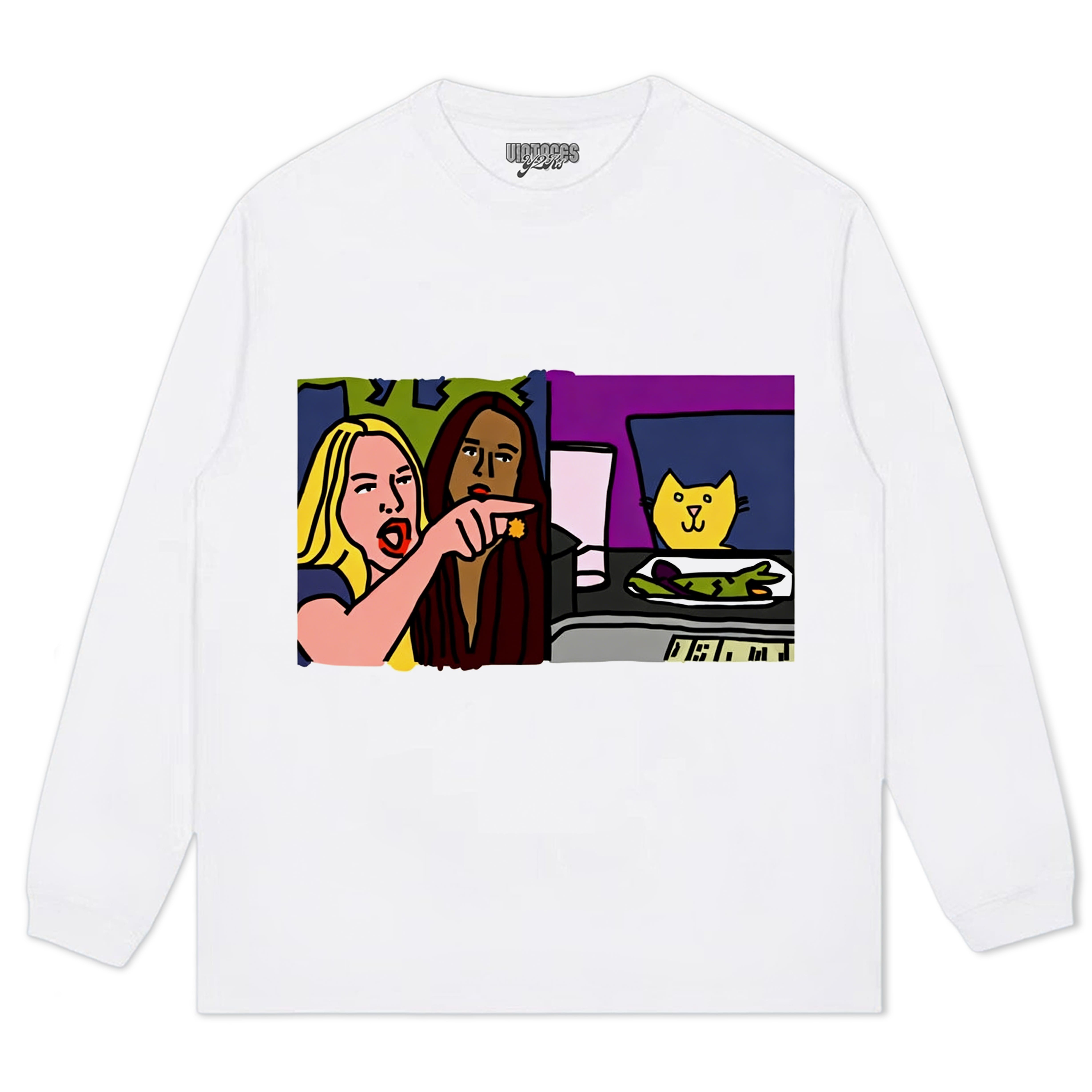 FUNNY WOMAN YELLING AT CAT MEMES TEE & LS & HOODIE