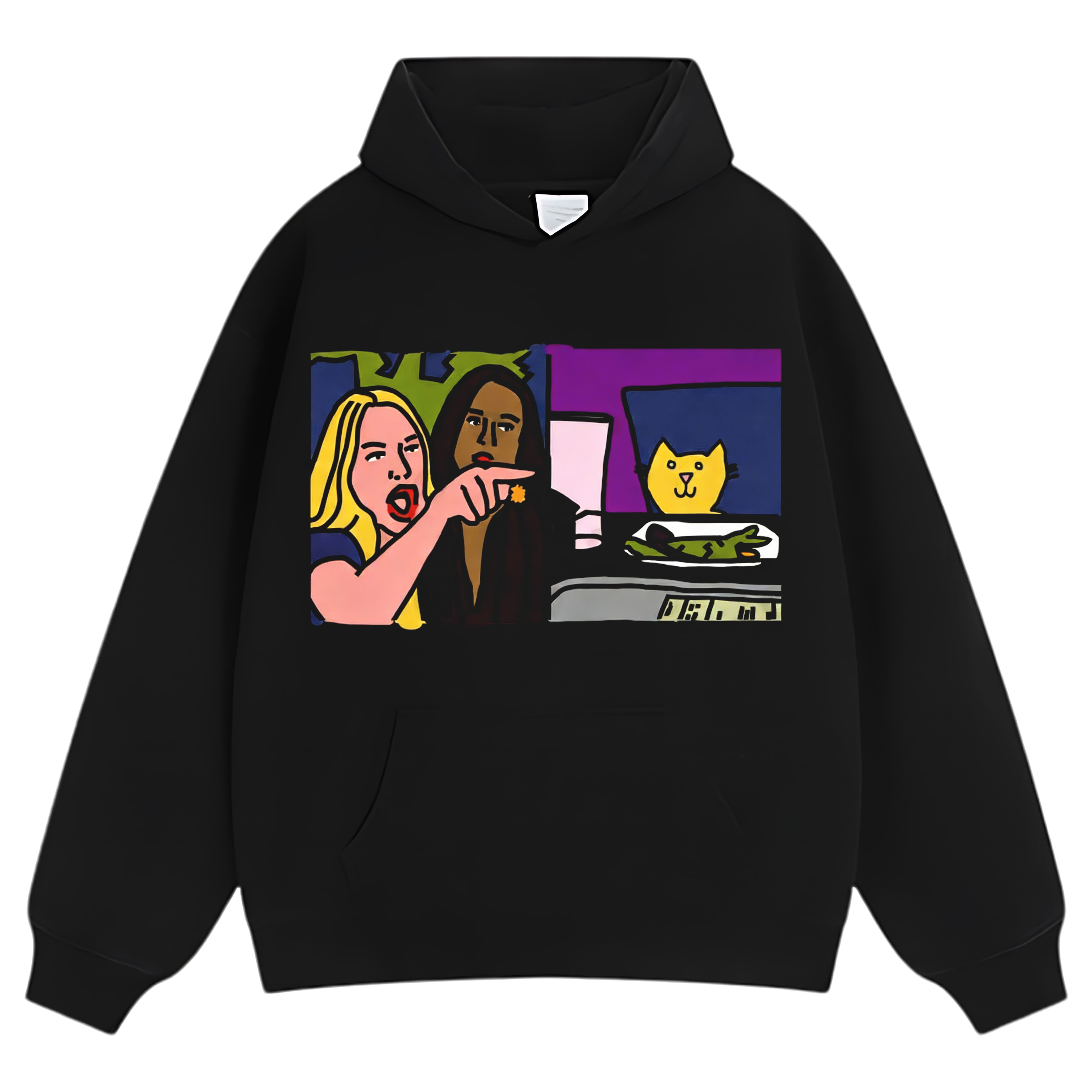FUNNY WOMAN YELLING AT CAT MEMES TEE & LS & HOODIE