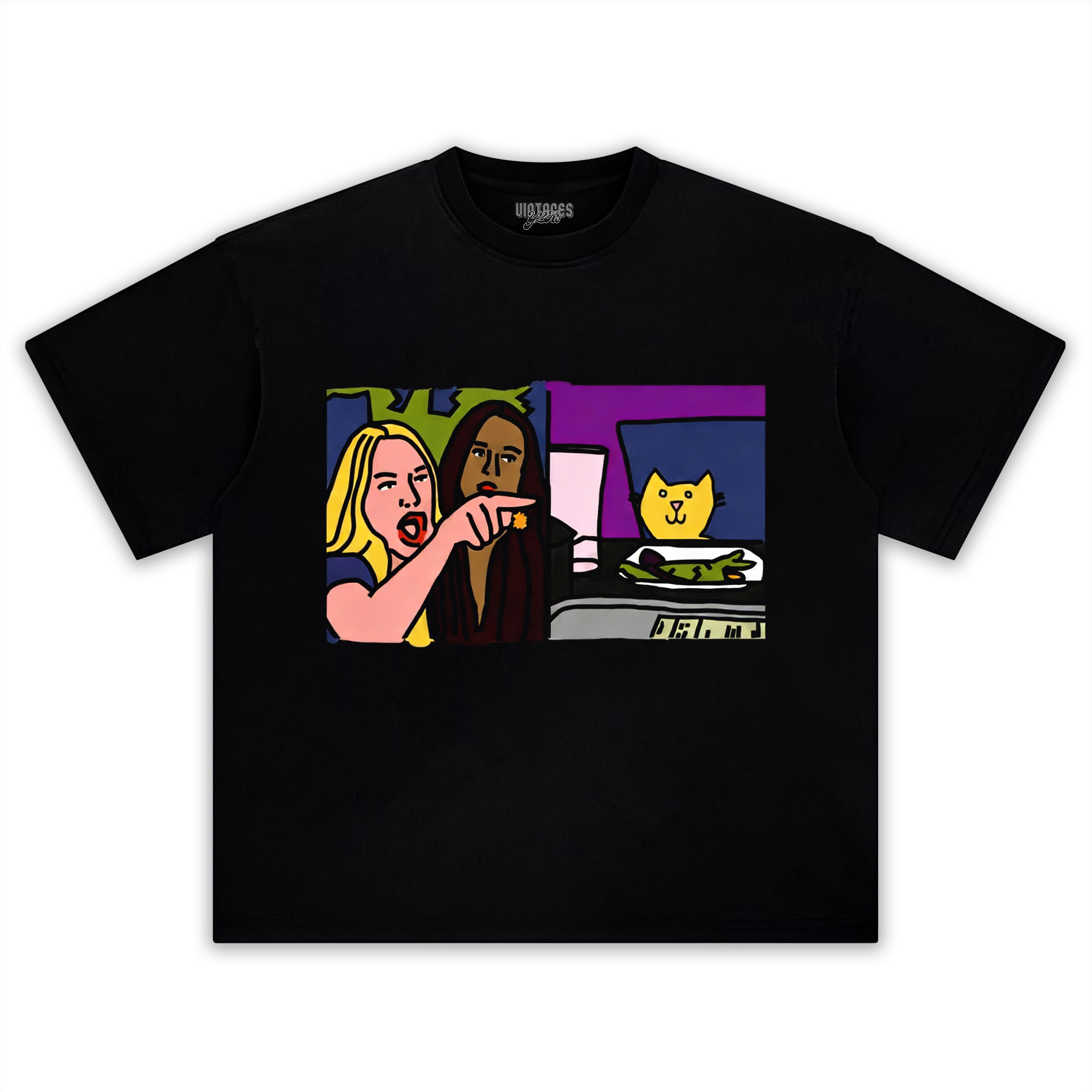 FUNNY WOMAN YELLING AT CAT MEMES TEE & LS & HOODIE