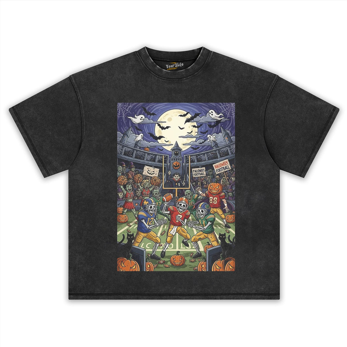 HALLOWEEN SKELETON FOOTBALL SPOOKY GAME TANK TOP & TEE & LONG SLEEVE & LAYERED LS & HOODIE