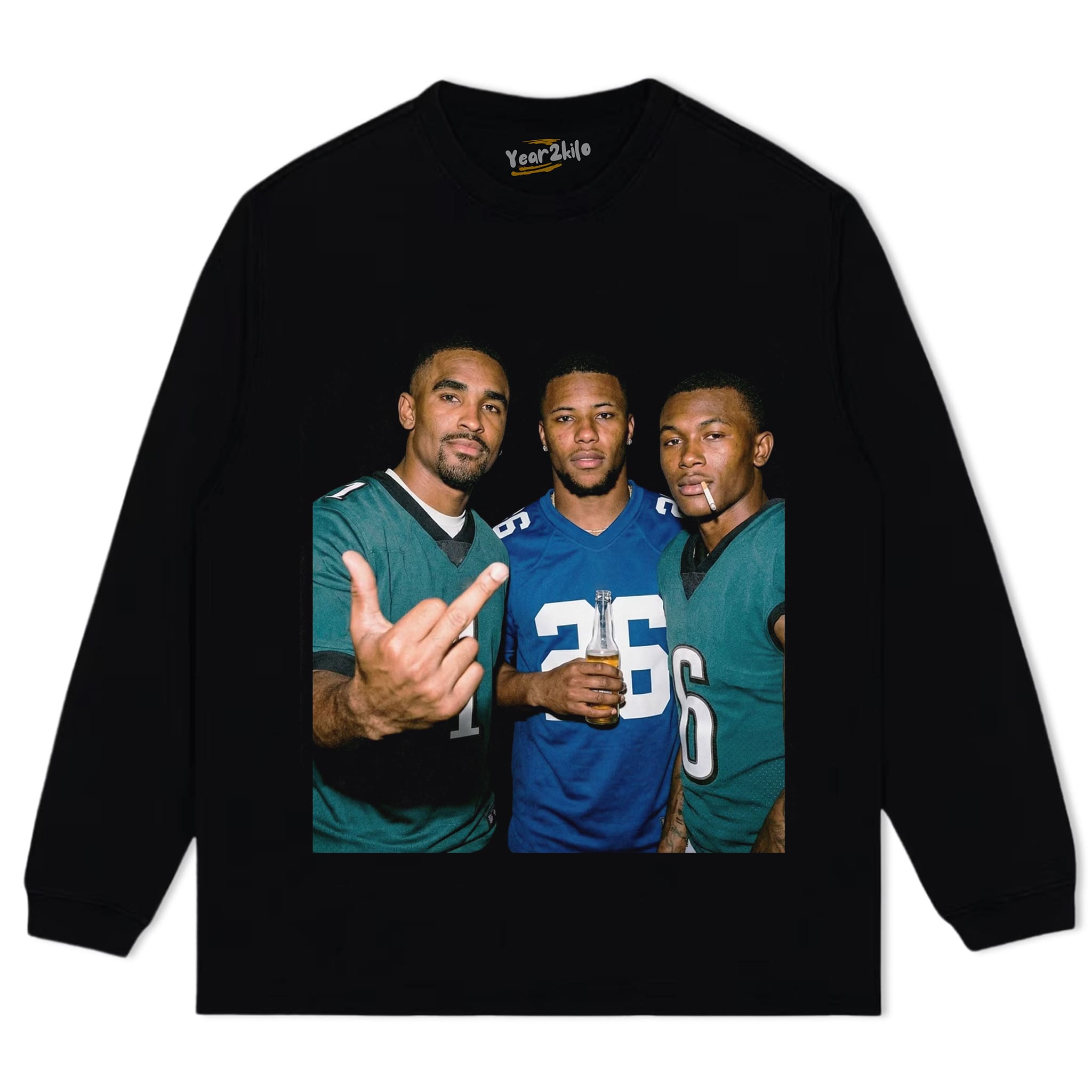 JALEN HURTS & SAQUON BARKLEY & DEVONTA SMITH FOOTBALL TANK TOP & TEE & LONG SLEEVE & LAYERED LS & HOODIE