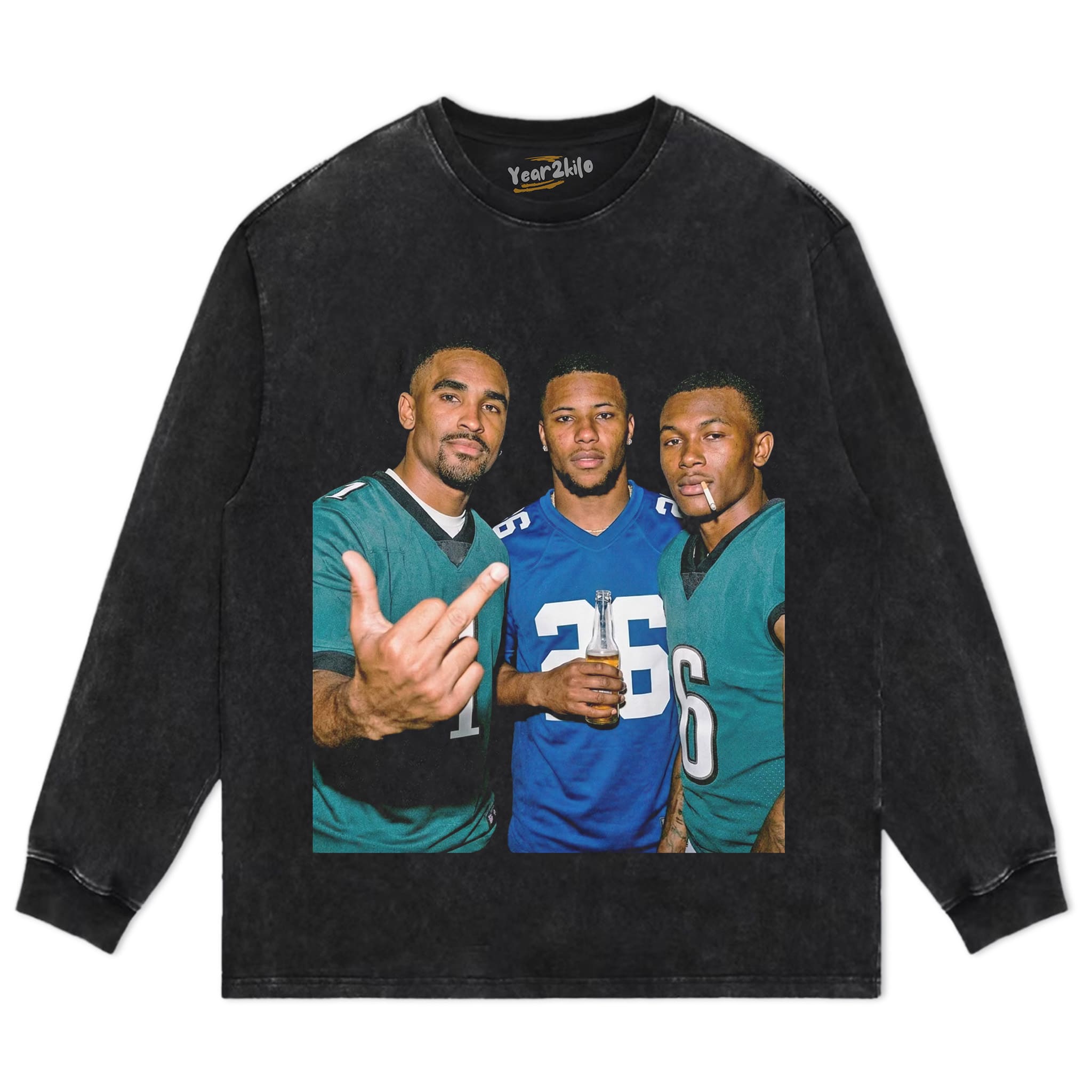 JALEN HURTS & SAQUON BARKLEY & DEVONTA SMITH FOOTBALL TANK TOP & TEE & LONG SLEEVE & LAYERED LS & HOODIE