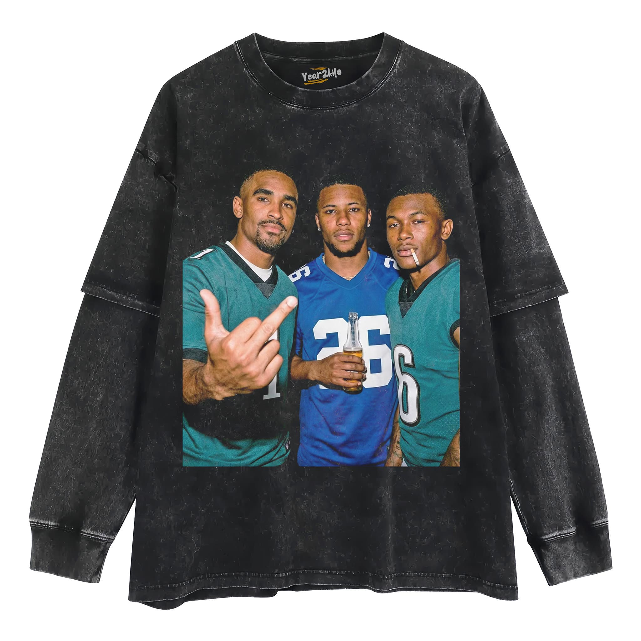 JALEN HURTS & SAQUON BARKLEY & DEVONTA SMITH FOOTBALL TANK TOP & TEE & LONG SLEEVE & LAYERED LS & HOODIE