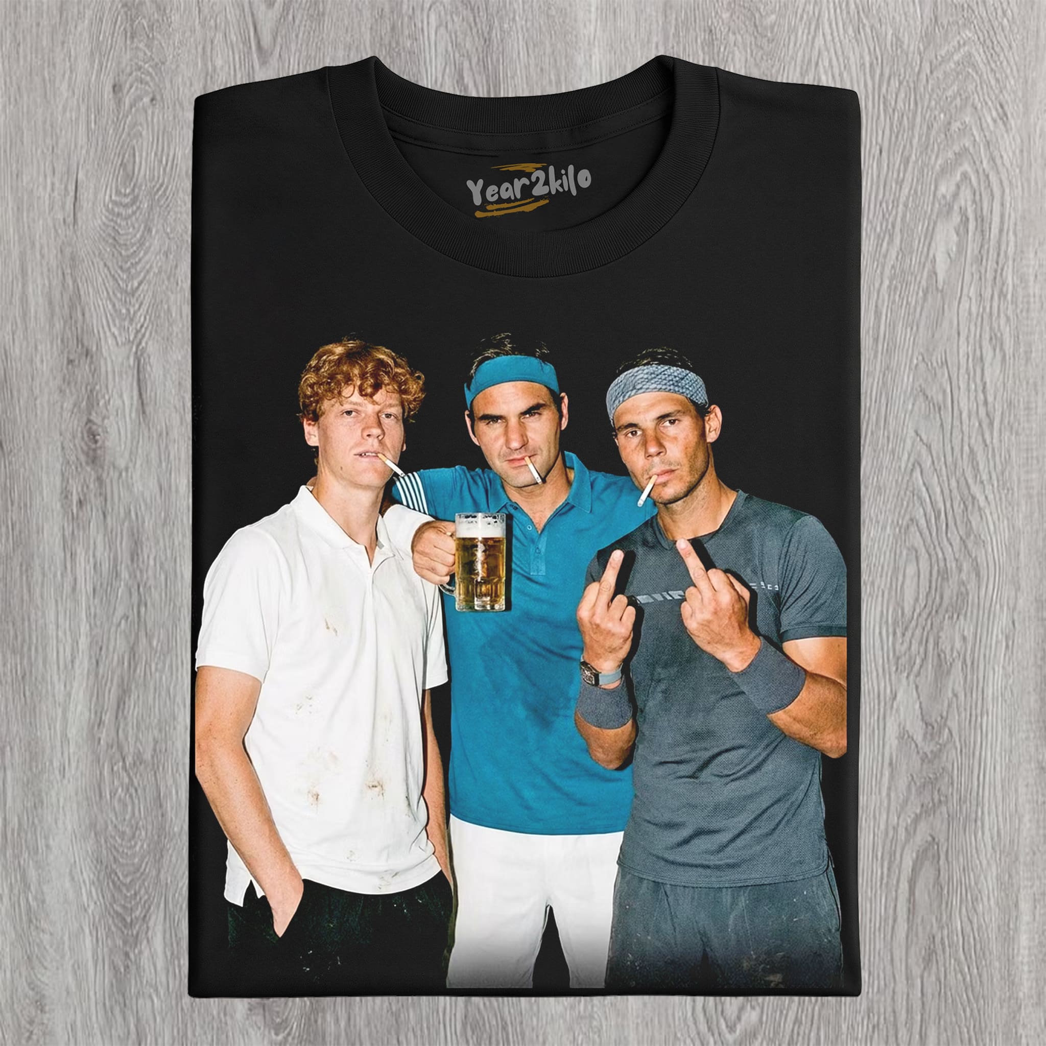JANNIK SINNER & ROGER FEDERER & RAFAEL NADAL TENNIS LEGEND GRAPHIC TANK TOP & TEE & LONG SLEEVE & LAYERED LS & HOODIE