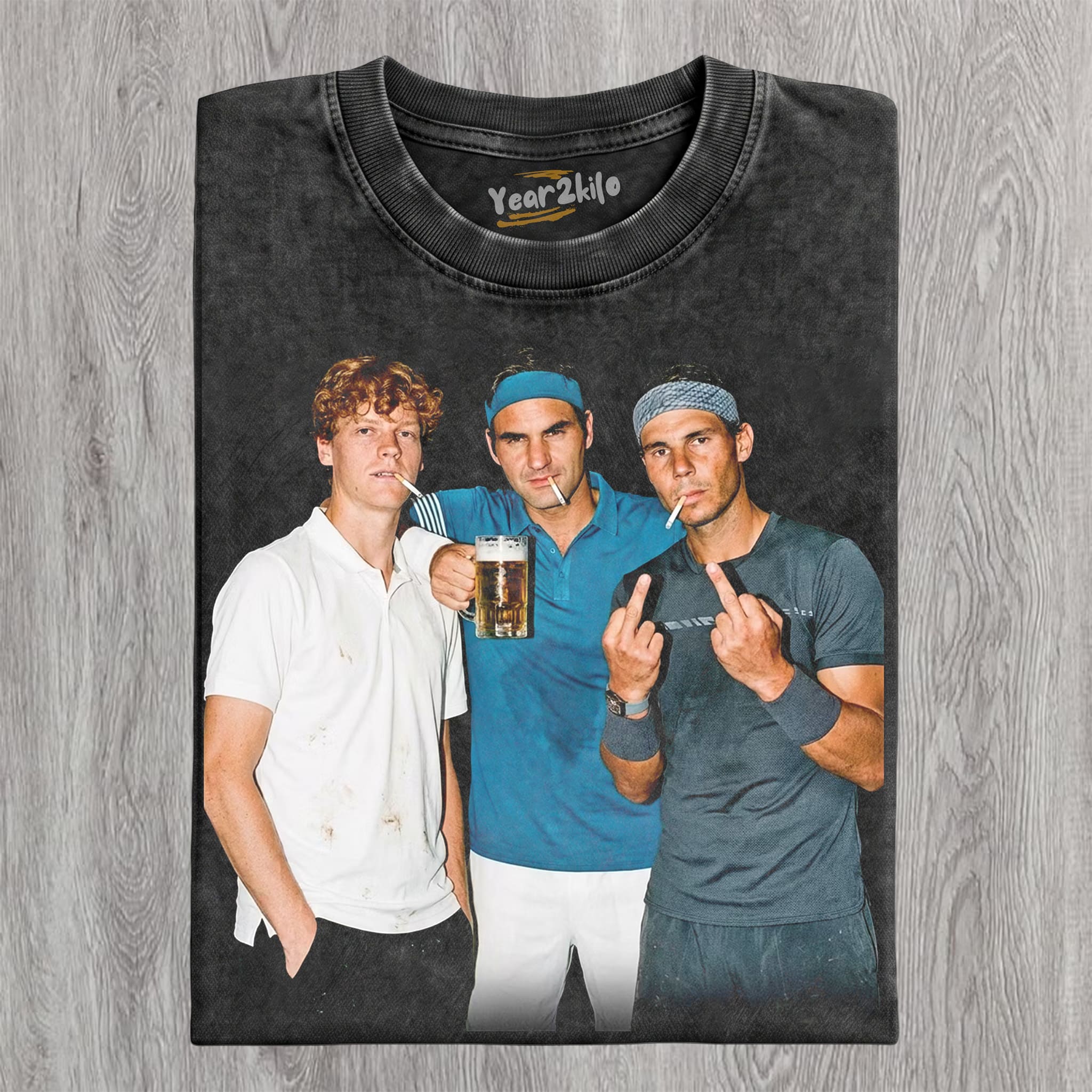 JANNIK SINNER & ROGER FEDERER & RAFAEL NADAL TENNIS LEGEND GRAPHIC TANK TOP & TEE & LONG SLEEVE & LAYERED LS & HOODIE