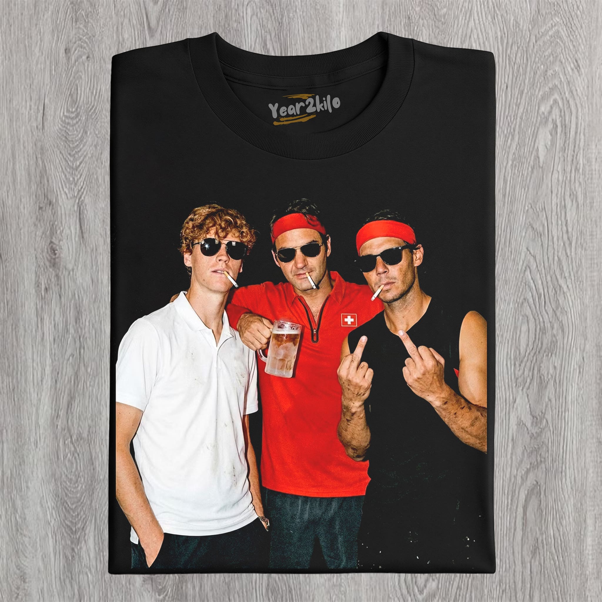 JANNIK SINNER & ROGER FEDERER & RAFAEL NADAL TENNIS LEGEND GRAPHIC V1 TANK TOP & TEE & LONG SLEEVE & LAYERED LS & HOODIE