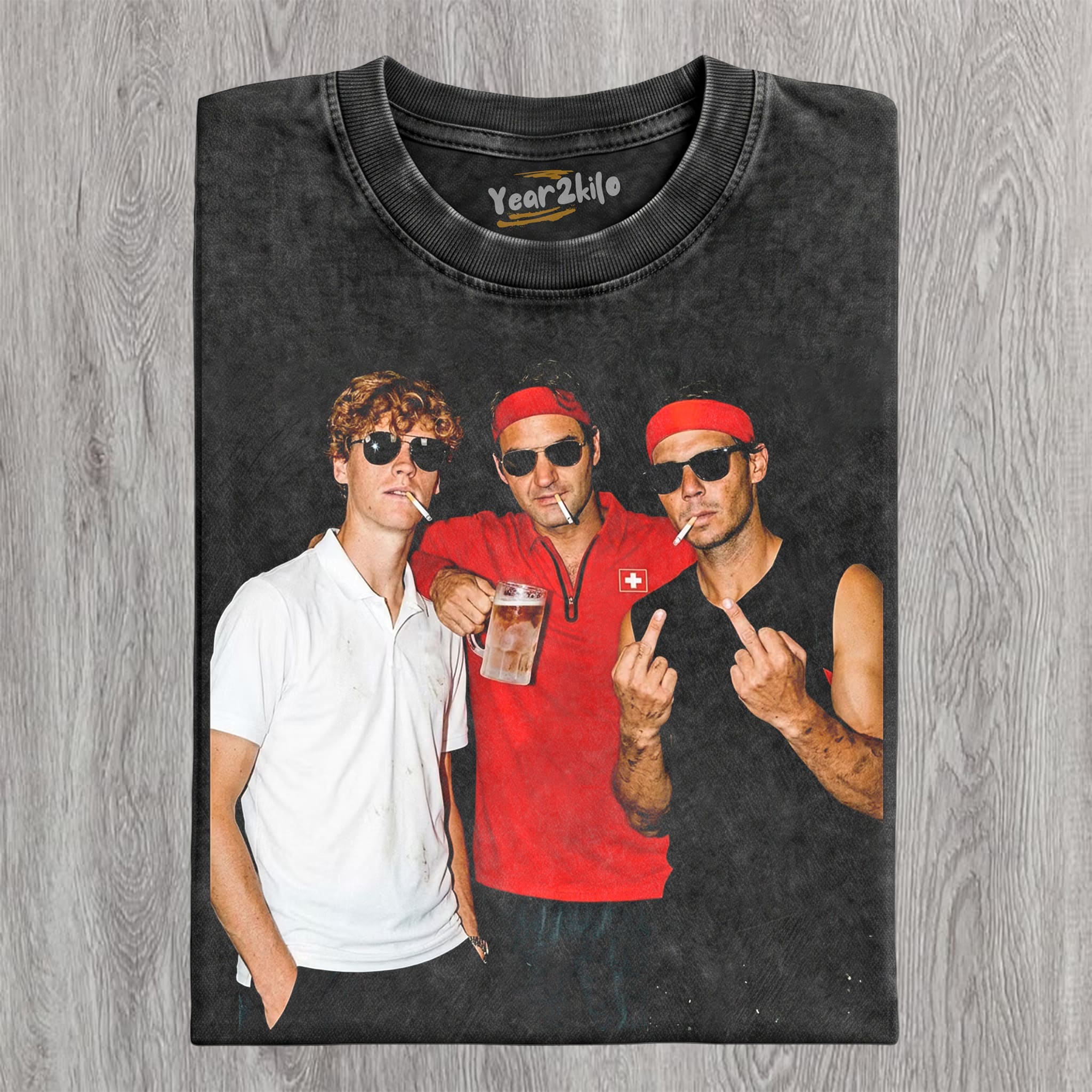 JANNIK SINNER & ROGER FEDERER & RAFAEL NADAL TENNIS LEGEND GRAPHIC V1 TANK TOP & TEE & LONG SLEEVE & LAYERED LS & HOODIE