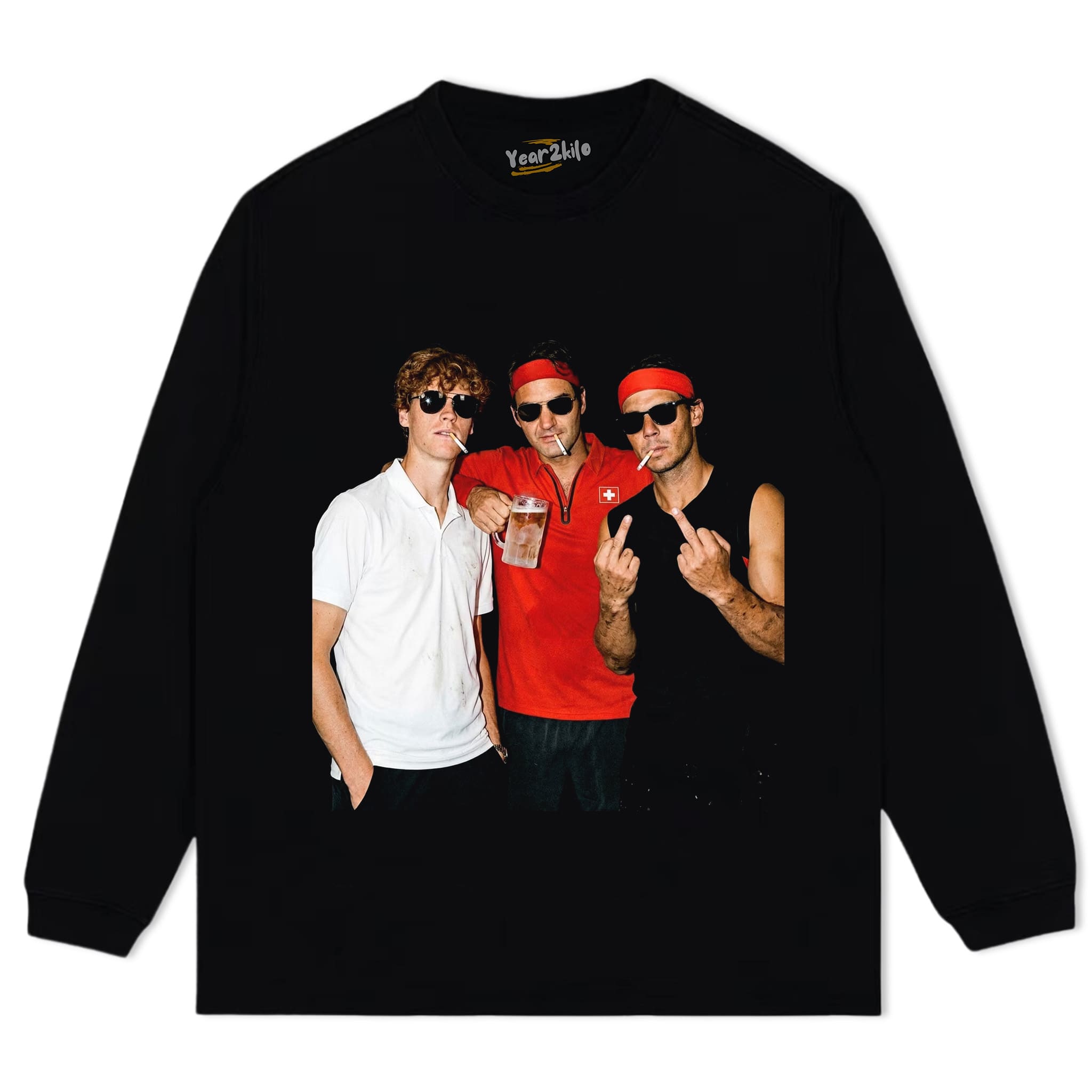 JANNIK SINNER & ROGER FEDERER & RAFAEL NADAL TENNIS LEGEND GRAPHIC V1 TANK TOP & TEE & LONG SLEEVE & LAYERED LS & HOODIE