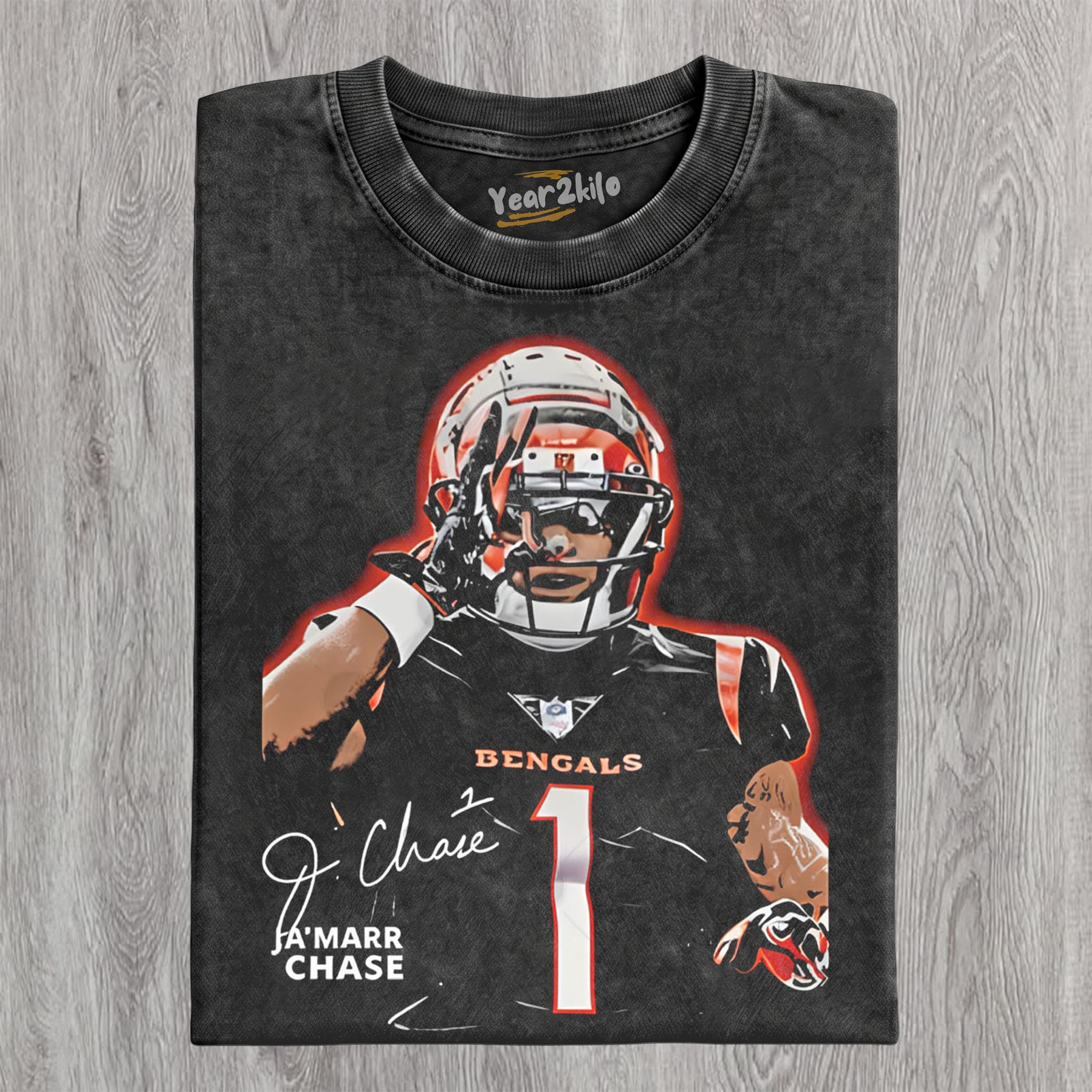 JA’MARR CHASE - CINCINNATI FOOTBALL VINTAGE TANK TOP & TEE & LONG SLEEVE & LAYERED LS & HOODIE