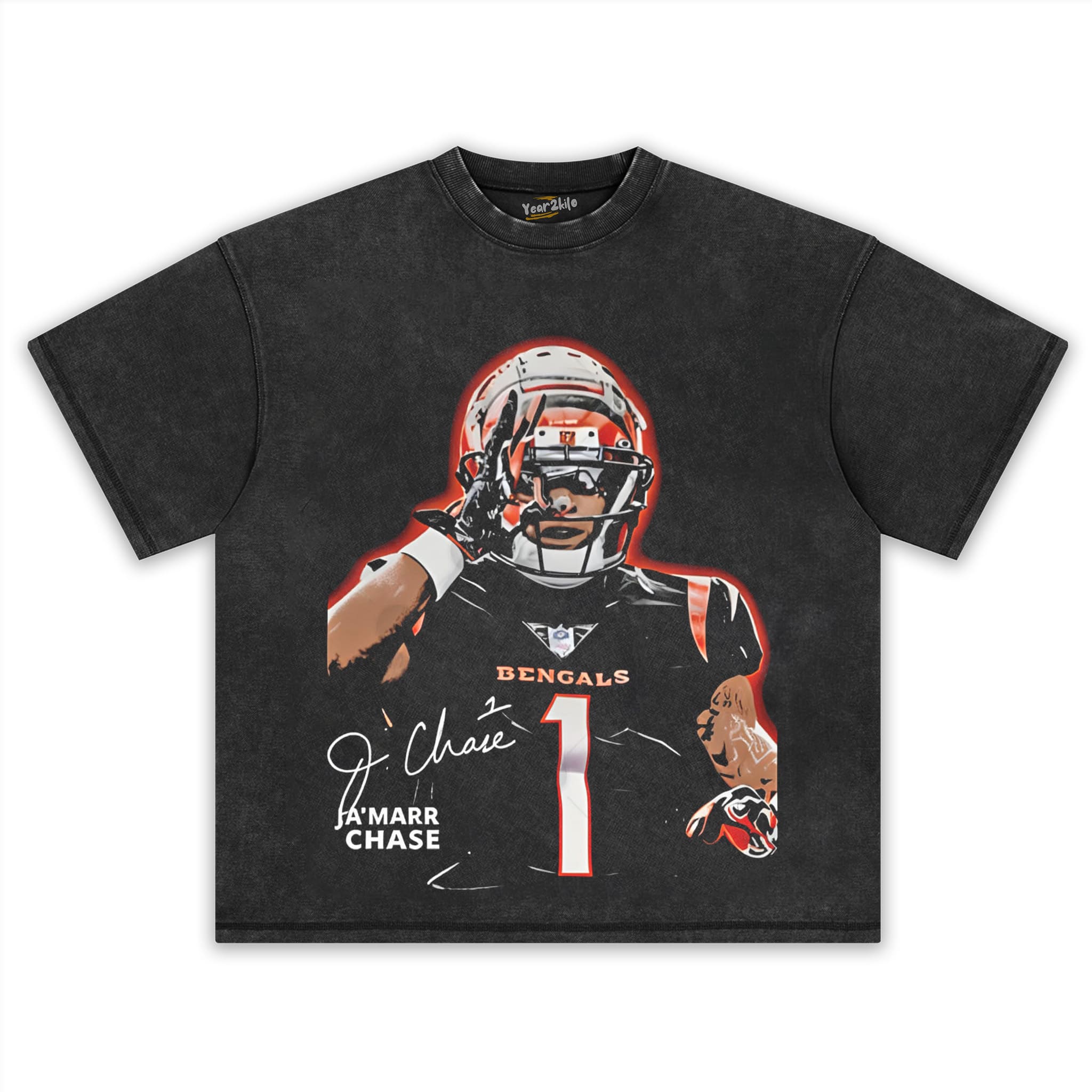 JA’MARR CHASE - CINCINNATI FOOTBALL VINTAGE TANK TOP & TEE & LONG SLEEVE & LAYERED LS & HOODIE