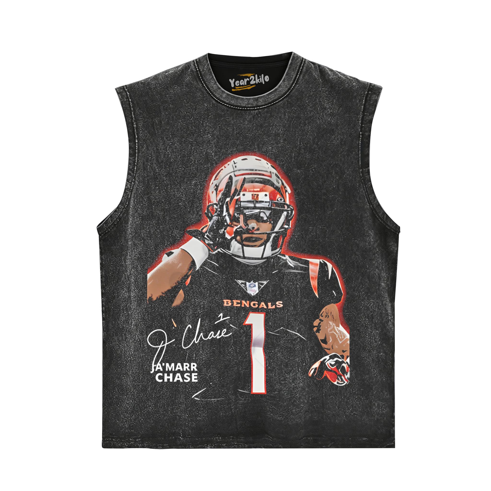 JA’MARR CHASE - CINCINNATI FOOTBALL VINTAGE TANK TOP & TEE & LONG SLEEVE & LAYERED LS & HOODIE